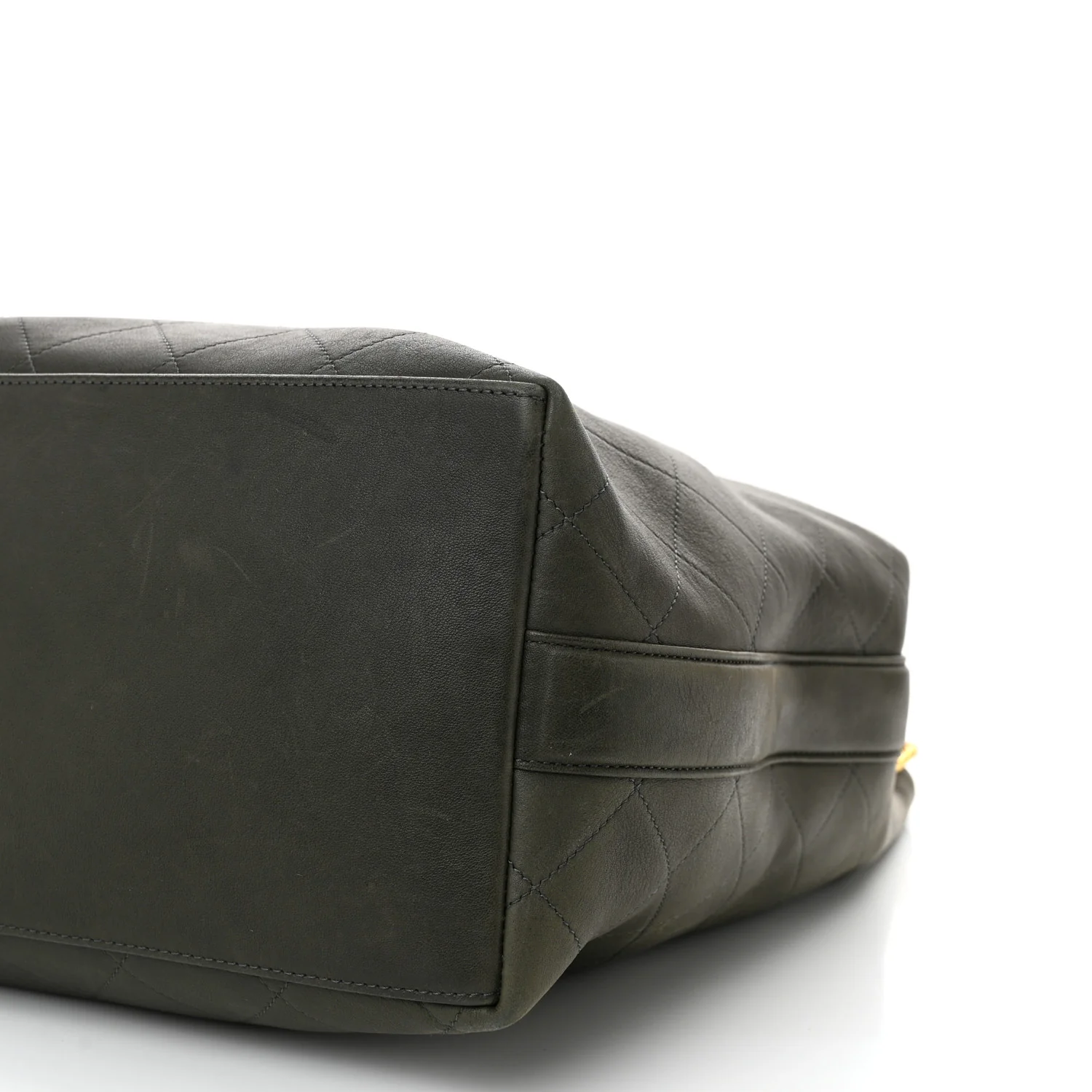 Calfskin Quilted Small On My Shoulder Drawstring Bag Dark Green - Top Club