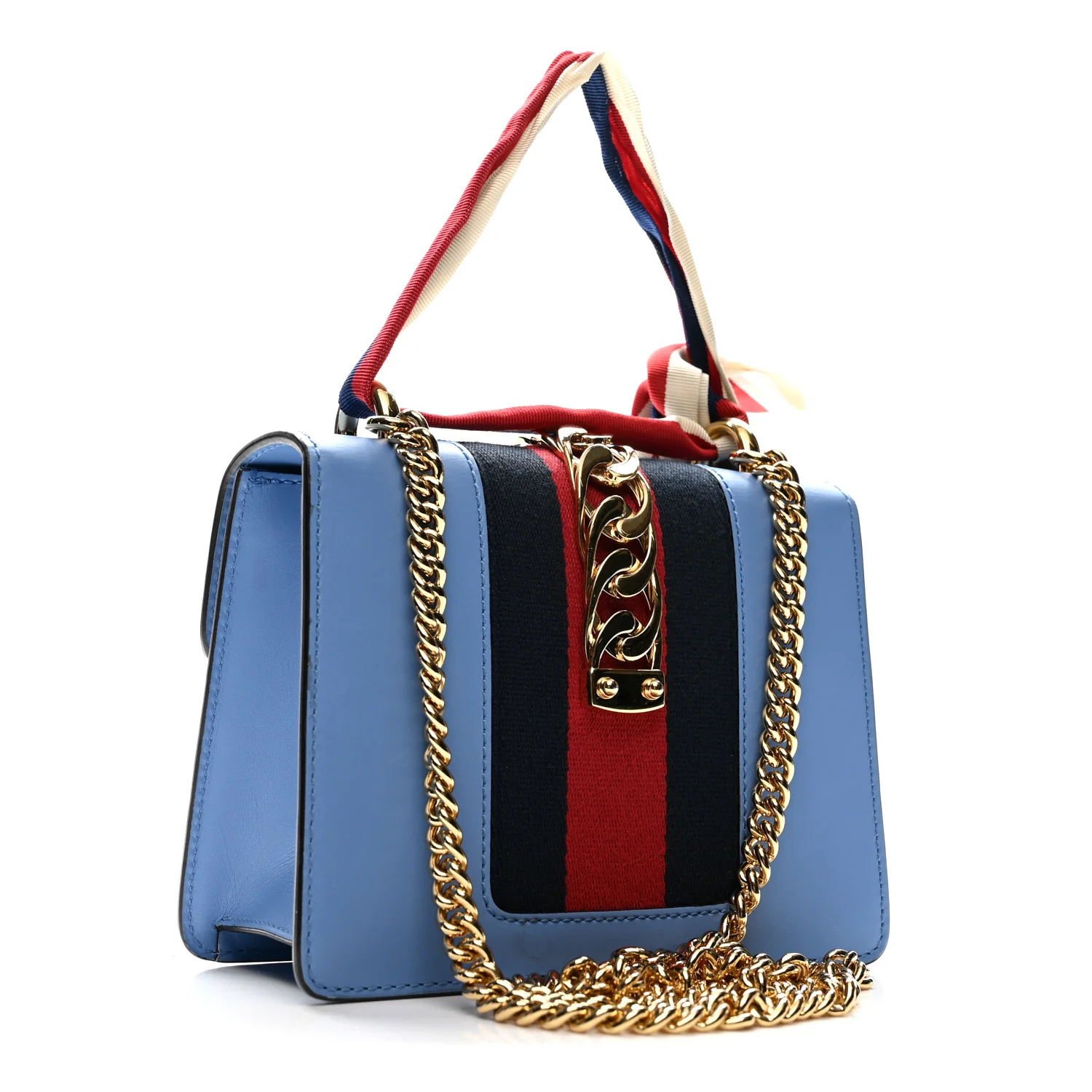 Calfskin Mini Sylvie Chain Shoulder Bag Clear Sky Blue - Top Club