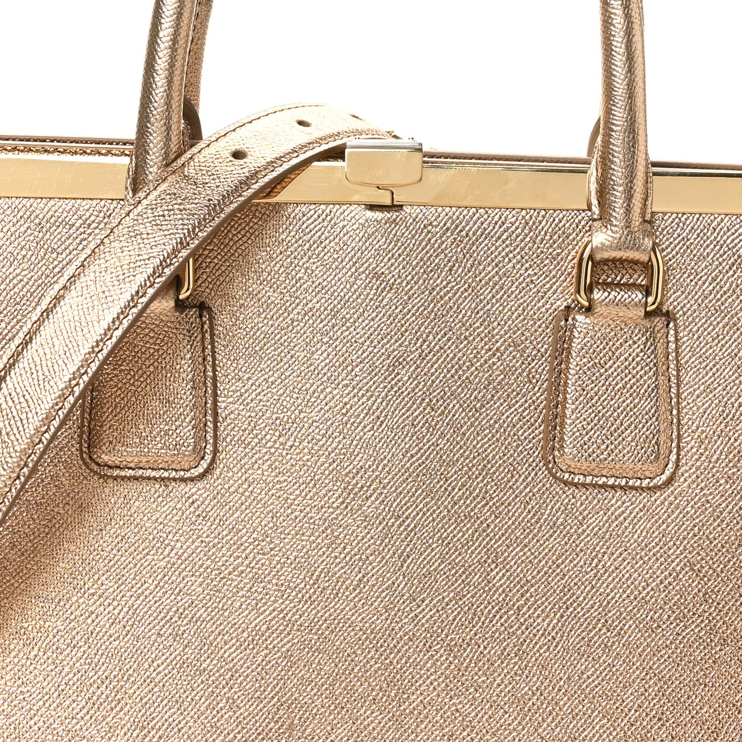 Metallic Dauphine Medium Frame Tote Gold - Top Club