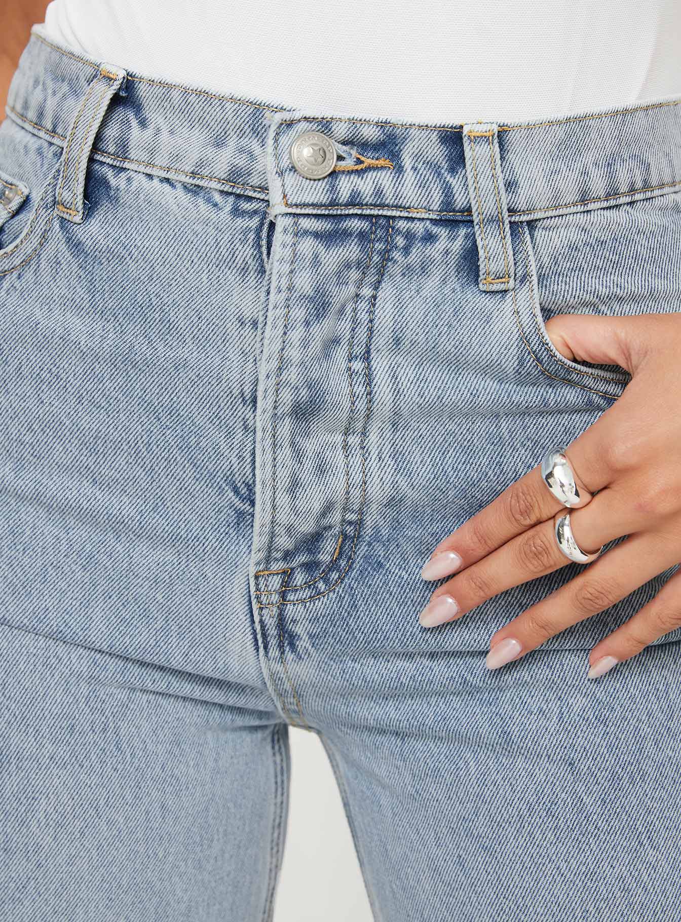 Fawcett High Rise Straight Leg Jeans Light Blue Wash Petite