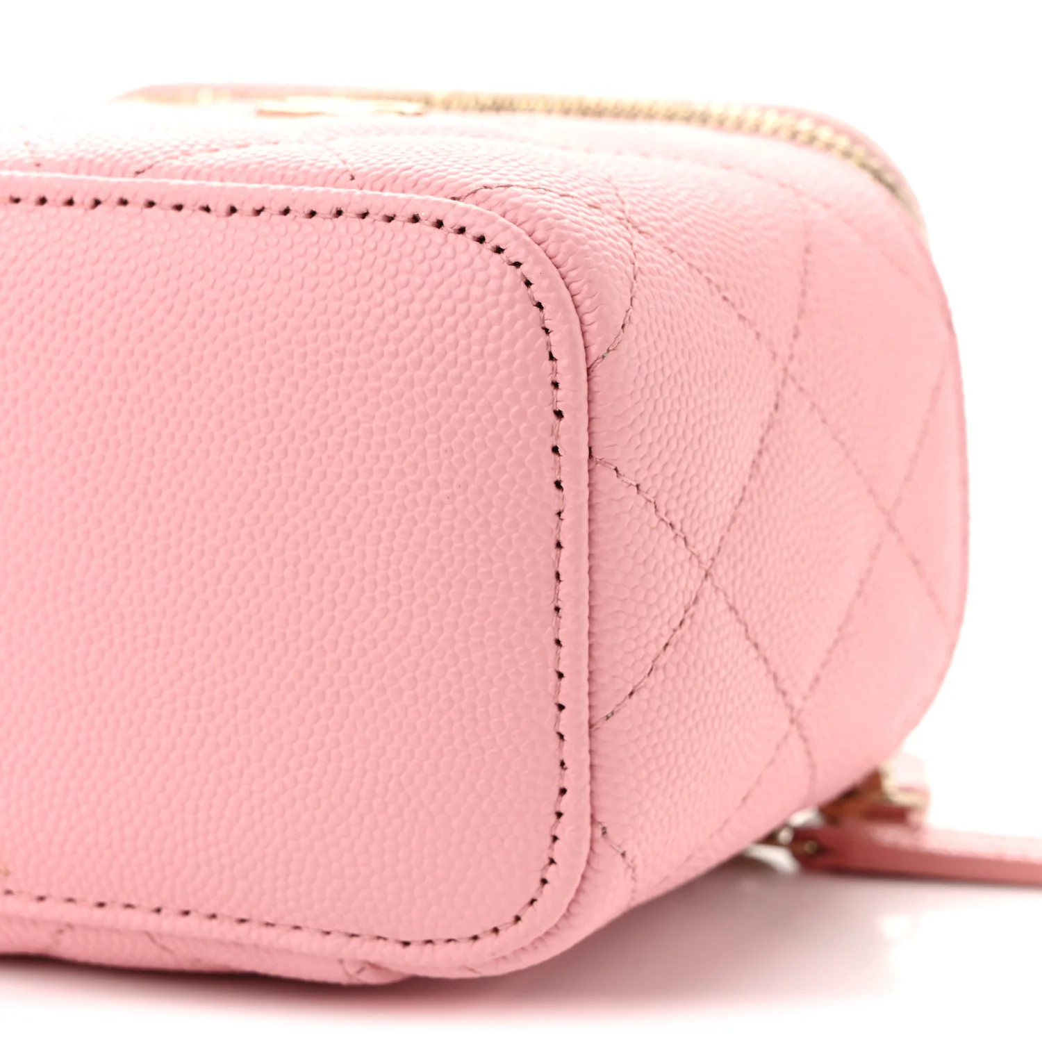 Caviar Quilted Mini Vanity Case With Chain Pink - Top Club