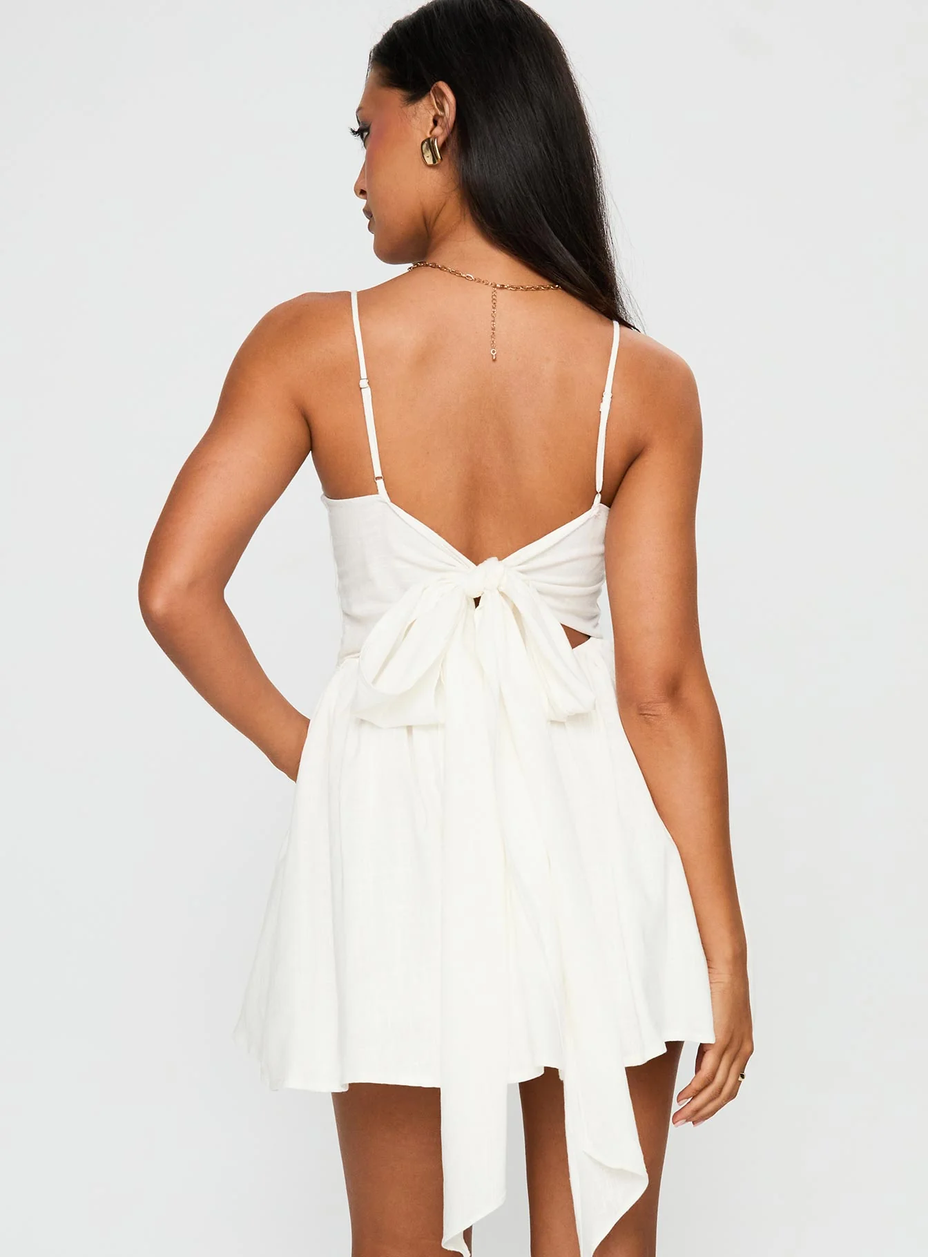 Angel Wings Tie Up Mini Dress White