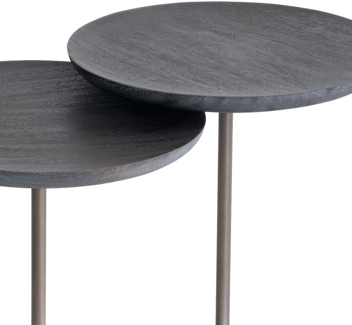 Luxury side table set gray / bronze Ø 35 cm - Round marble tables - Luxury living room furniture
