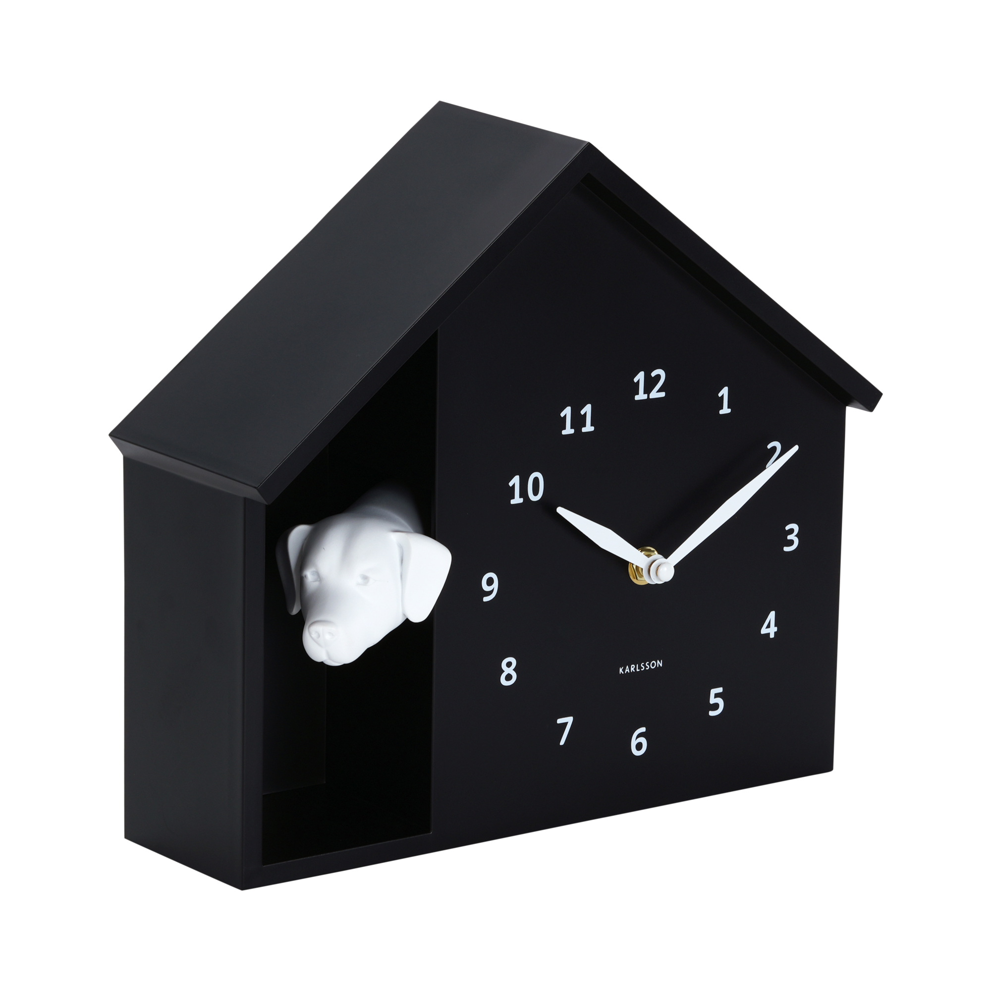 Wandklok Peeking Doggy Zwart