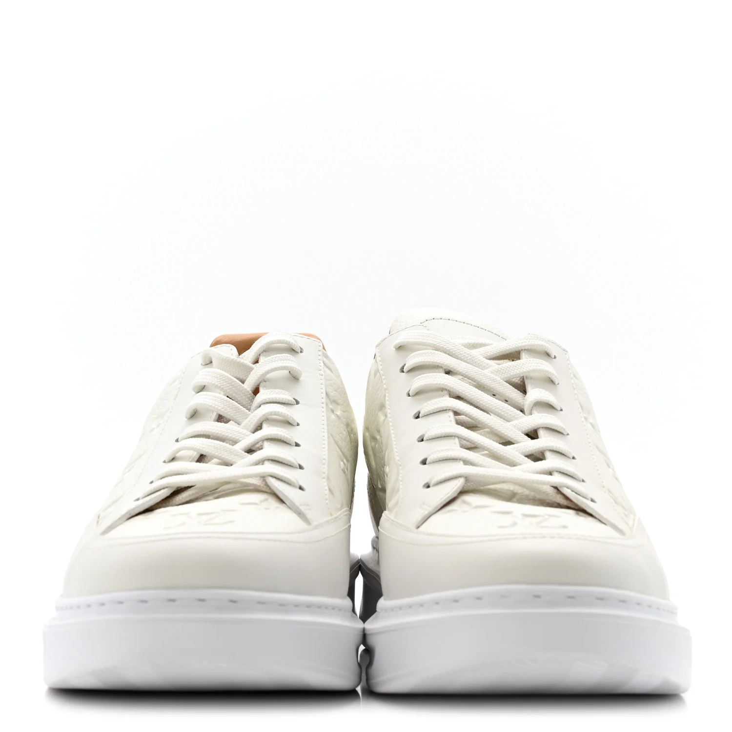 Grained Calfskin Embossed Monogram Mens Beverly Hills Sneakers 8.5 White - Top Club