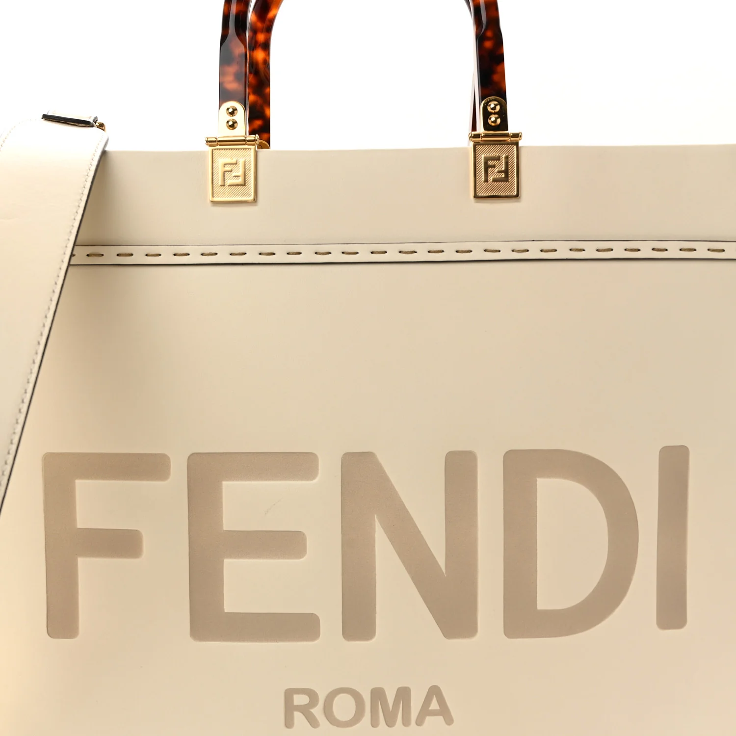 Vitello King Plexiglass Medium Fendi Sunshine Shopper Tote White Ice - Top Club
