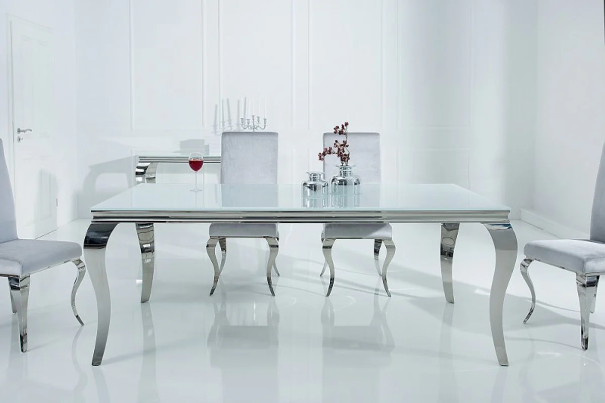 Designer dining table 180 cm white / silver - modern baroque