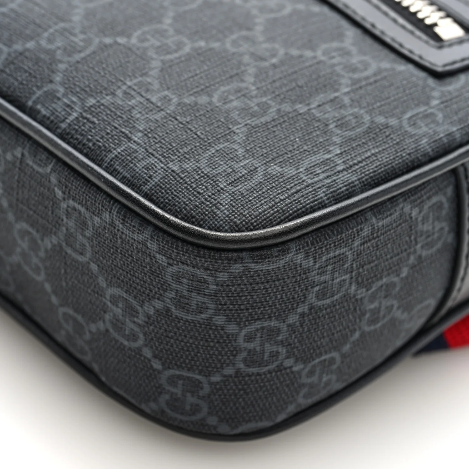 Soft GG Supreme Monogram Web Belt Bag Black Grey - Top Club