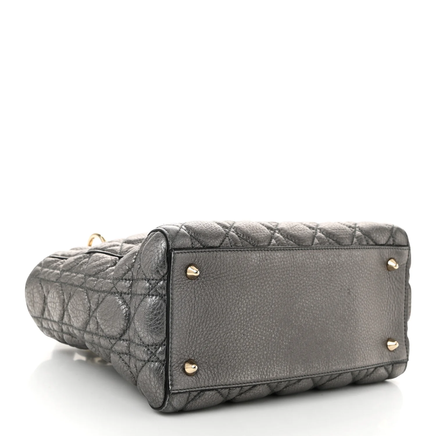 Metallic Grained Calfskin Cannage Medium Supple Lady Dior Steel - Top Club