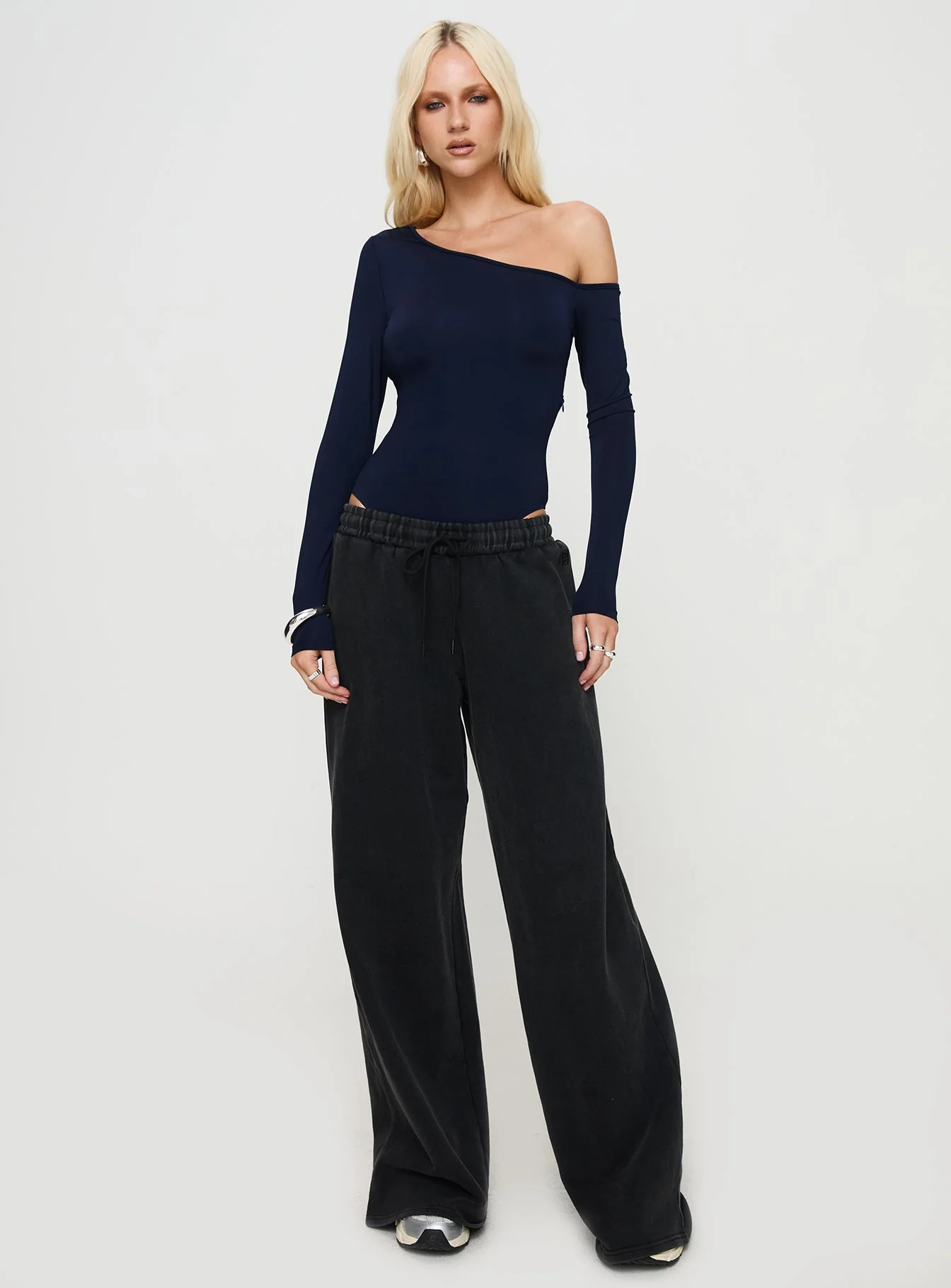 Caylum One Shoulder Bodysuit Navy