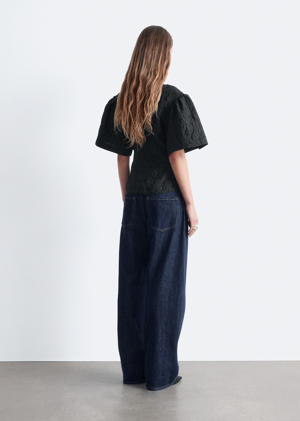 & Other Stories JACQUARD PUFF-SLEEVE TOP