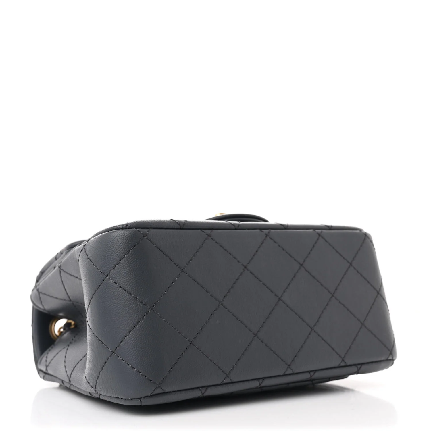 Lambskin Quilted Mini Pearl Crush Flap Dark Grey - Top Club