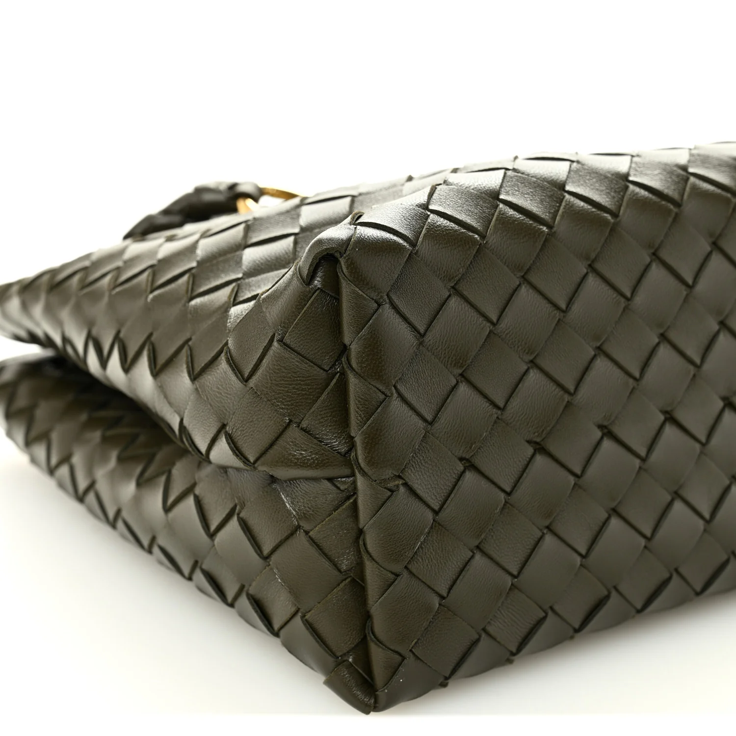 Nappa Intrecciato Medium Andiamo Shoulder Bag Kaki - Top Club