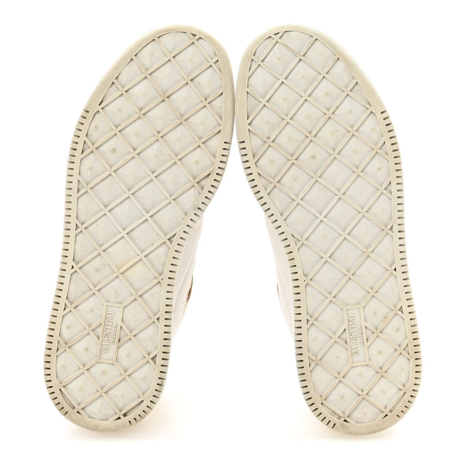 Calfskin Roman Stud Sneakers 37.5 White Gold - Top Club