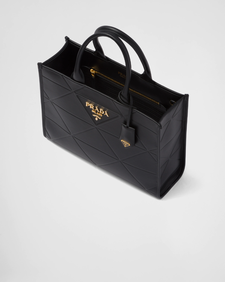 PP big size leather Symbole bag with topstitching - Black - Top Club