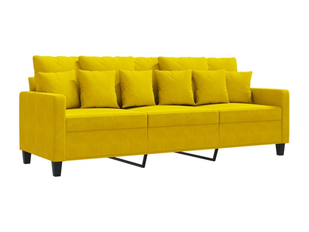 Sofá de 3 plazas terciopelo amarillo 180 cm