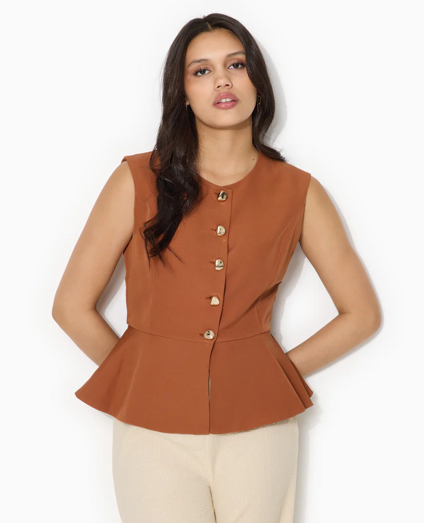 Pimkie Veste sans manches peplum avec boutons fantaisie