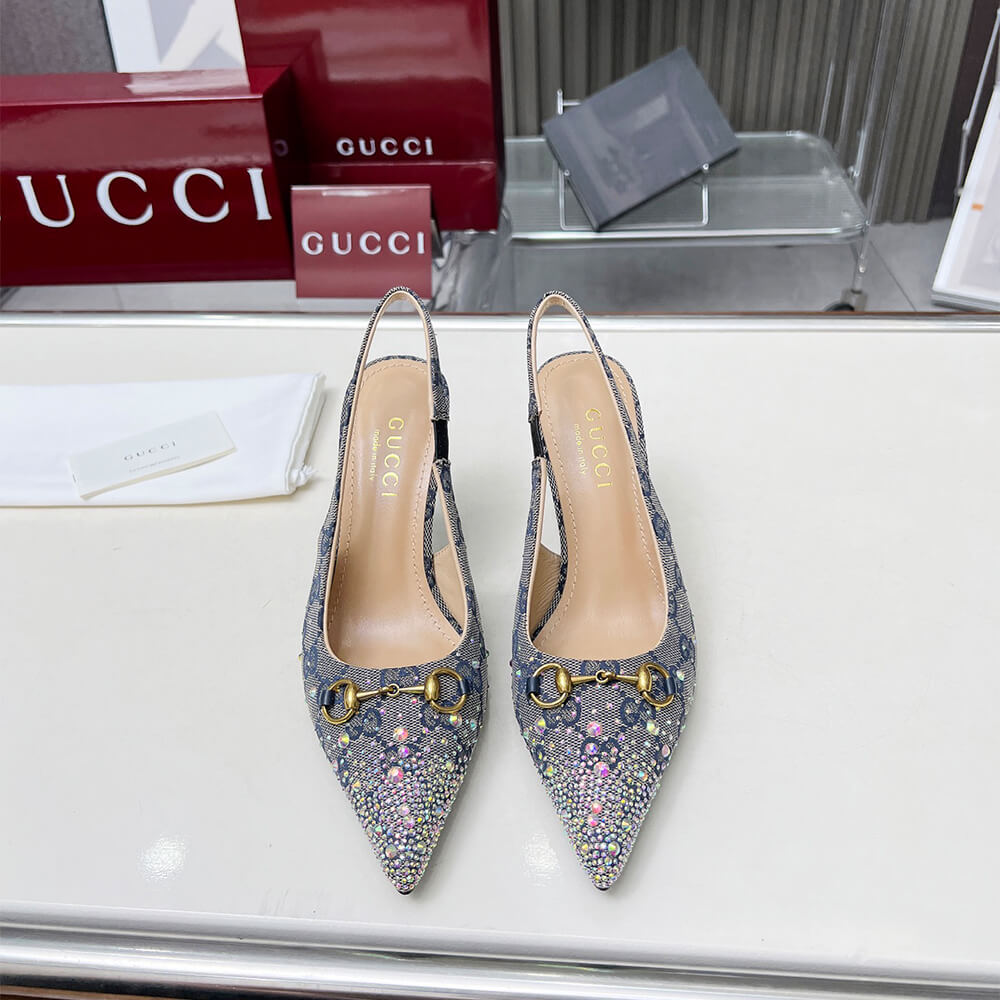 Gucci Women s slingback pump with crystal Horsebit - Top Club