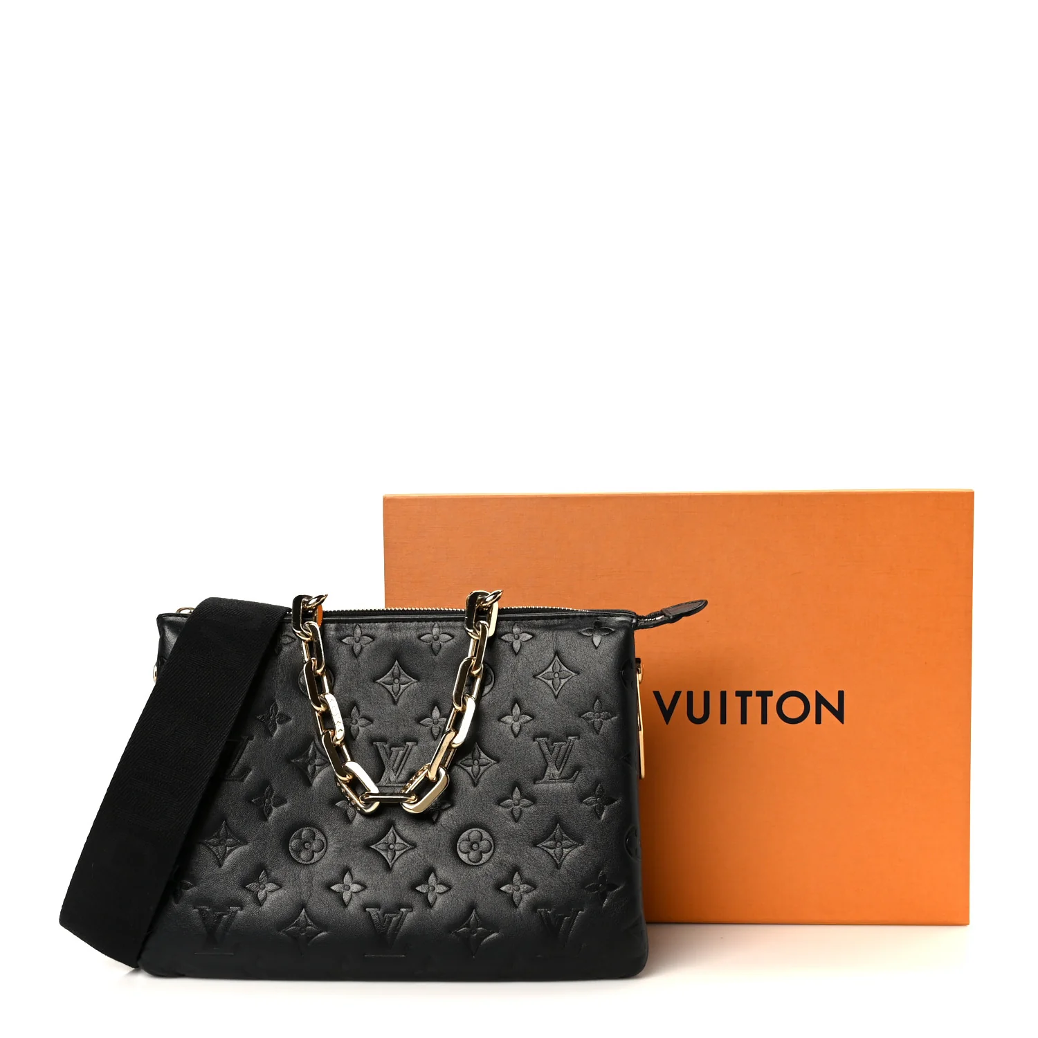 Lambskin Embossed Monogram Coussin PM Black - Top Club