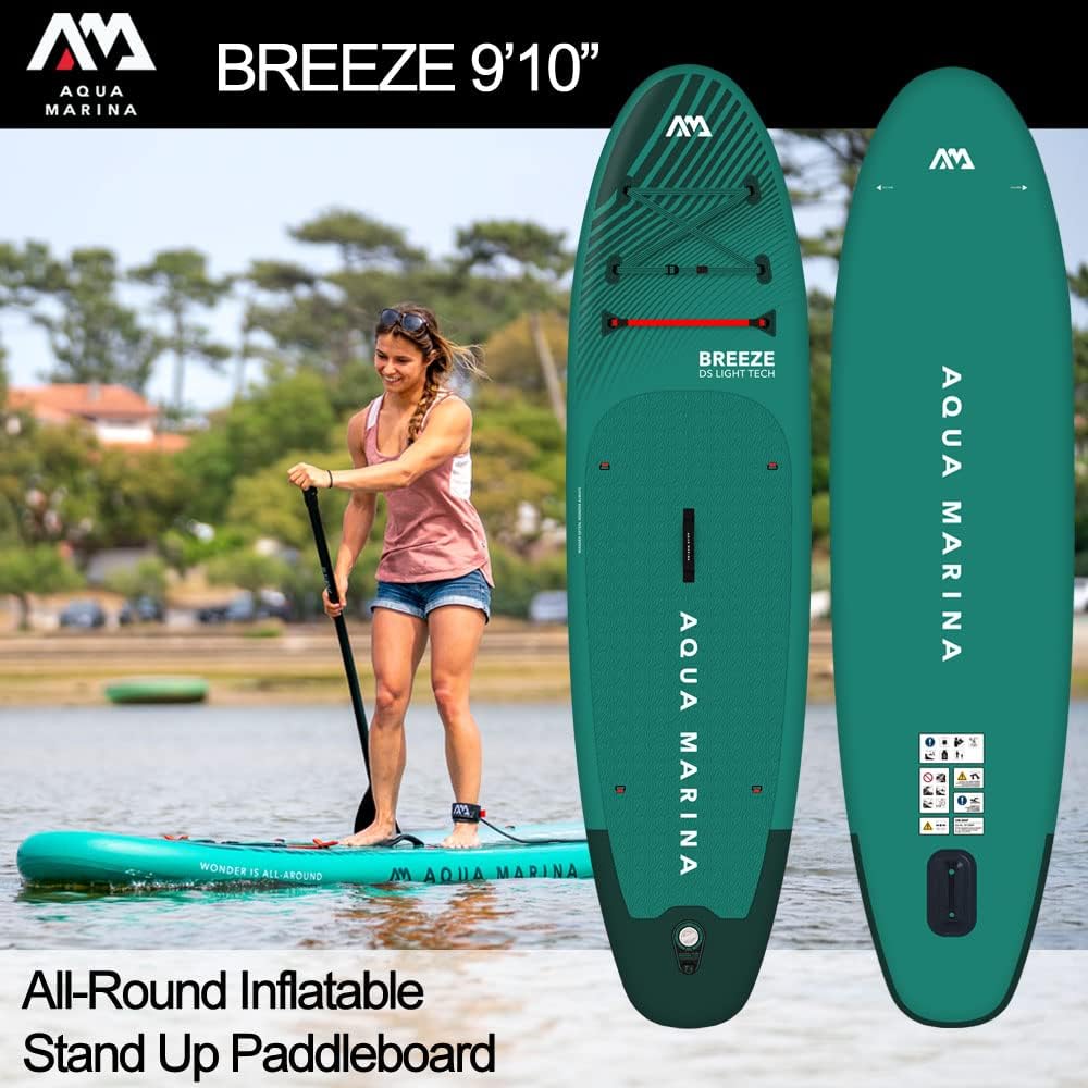 Aqua Marina BREEZE - Tavola gonfiabile per stand up paddle (iSUP), lunghezza 300 cm, verde