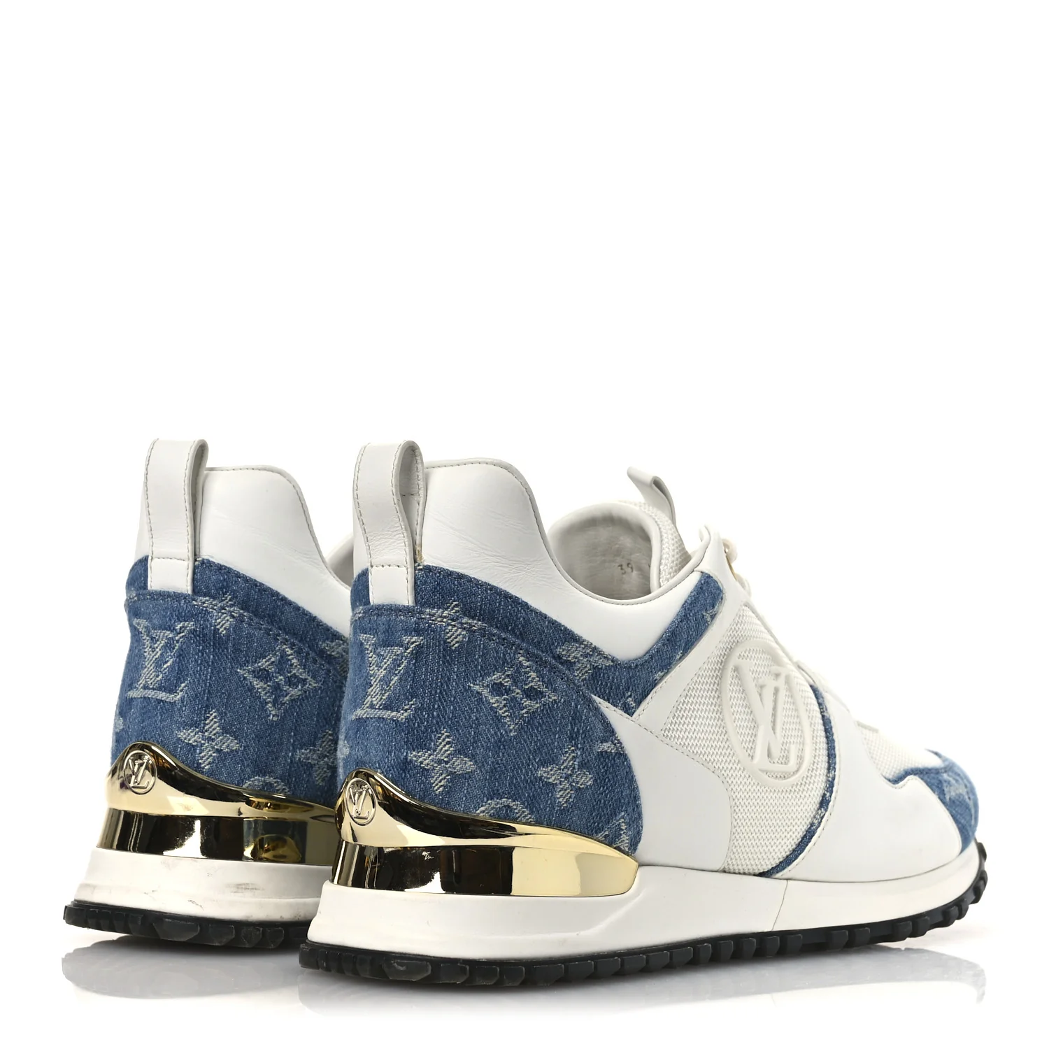 Calfskin Monogram Denim Run Away Sneakers 39 White - Top Club