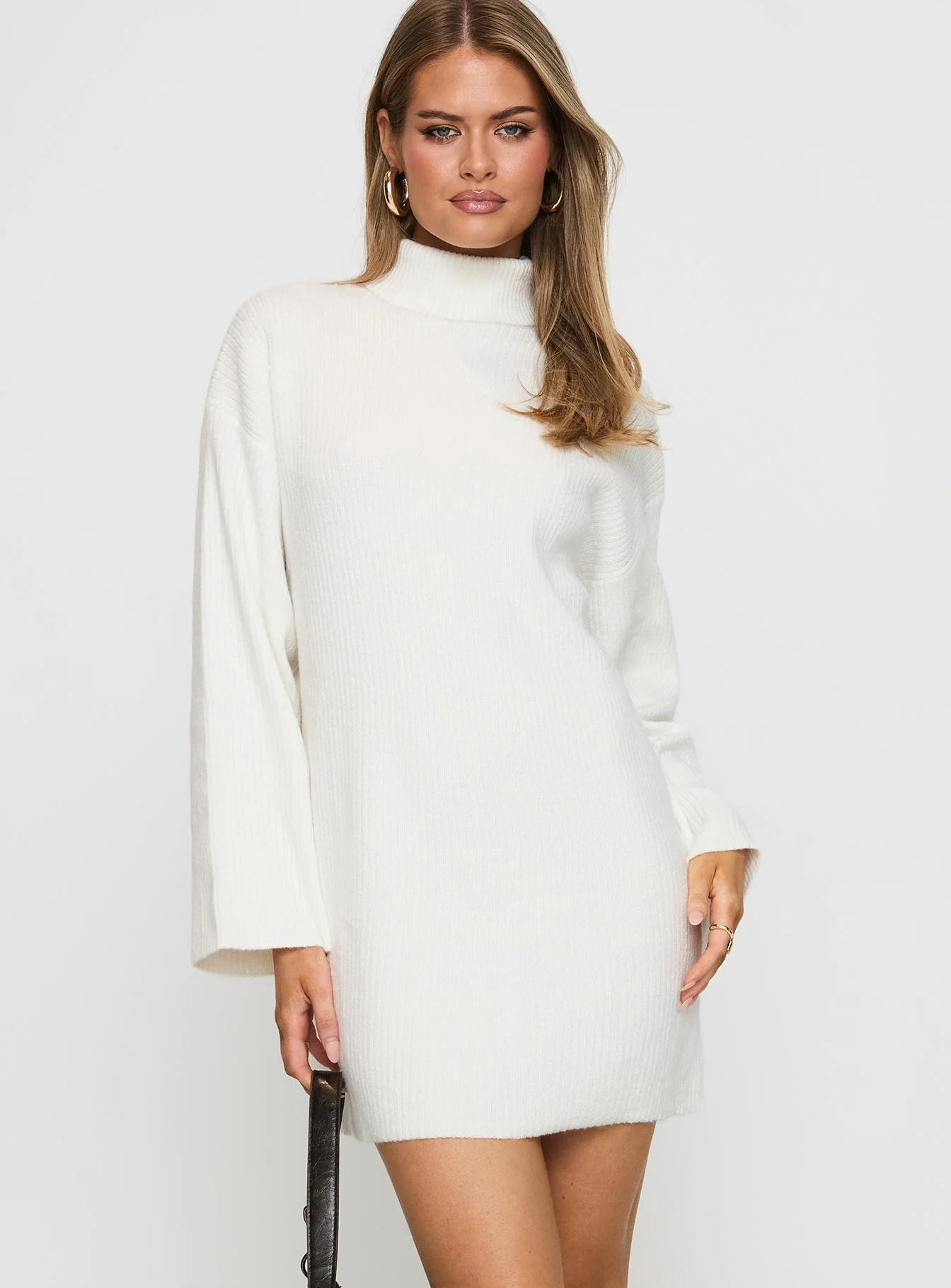 Sonelle Long Sleeve Knit Mini Dress White