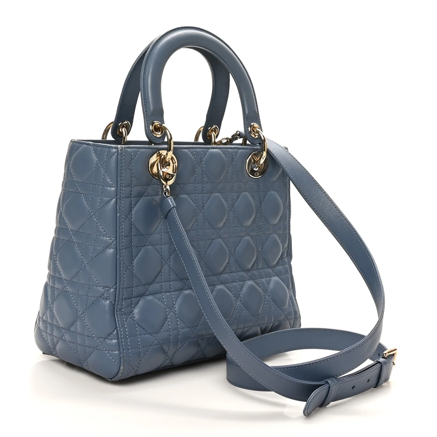 Lambskin Cannage Medium Lady Dior Denim Blue - Top Club