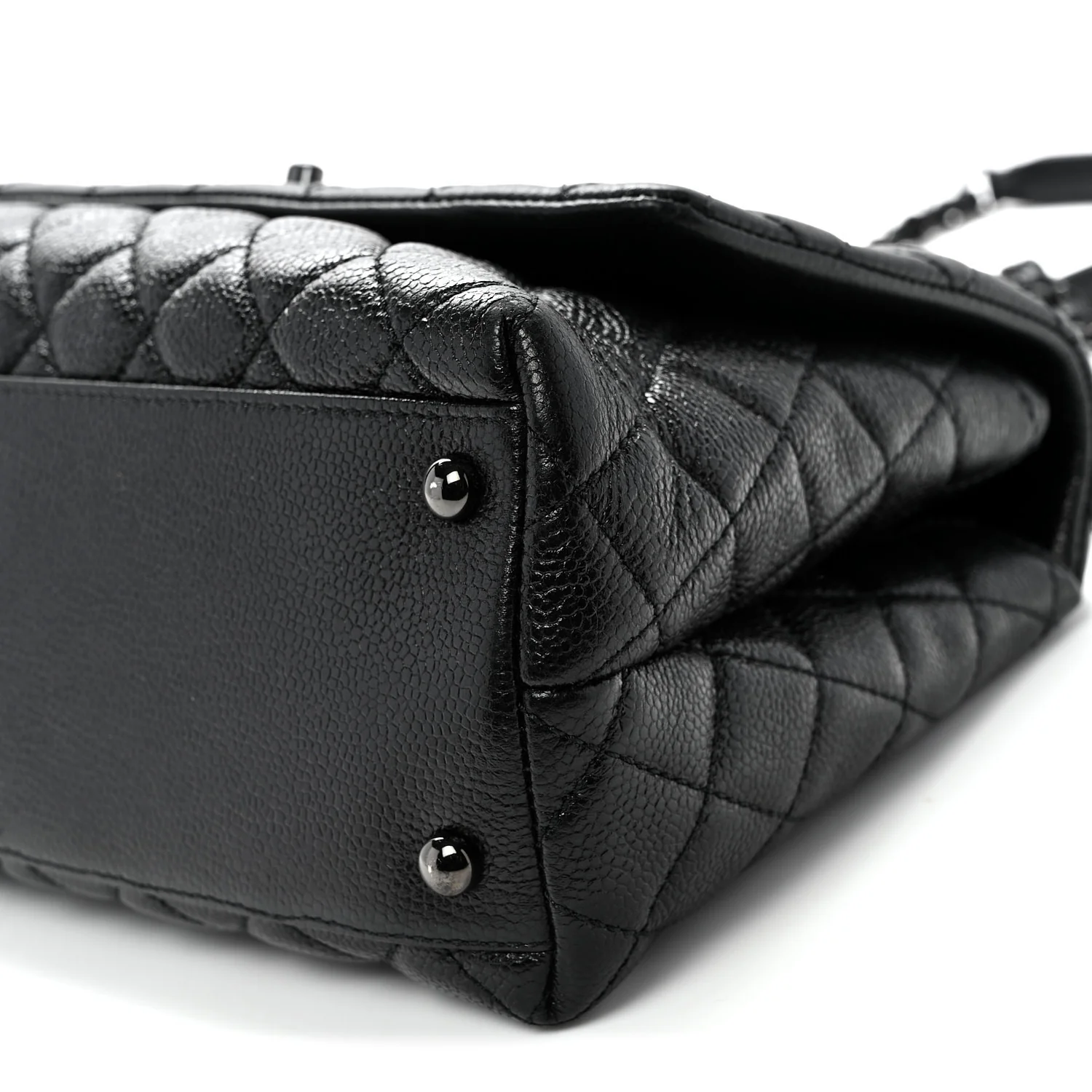 Caviar Quilted Small Coco Handle Flap So Black - Top Club