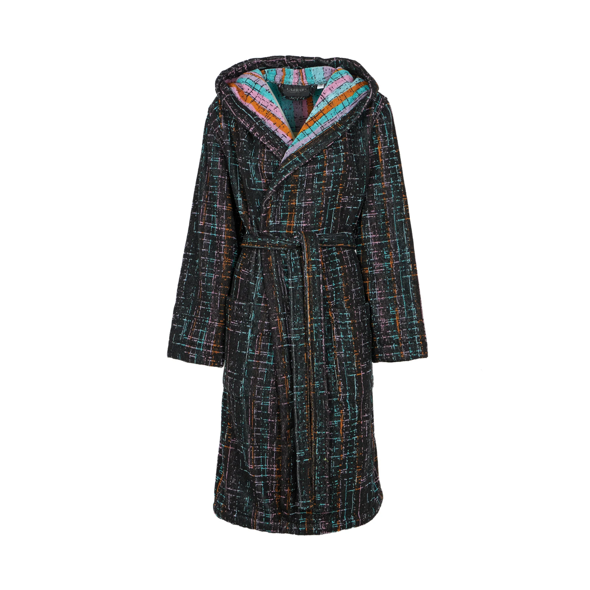 Accappatoio Con Cappuccio In Spugna Fashion Tg. S Nero Carrara