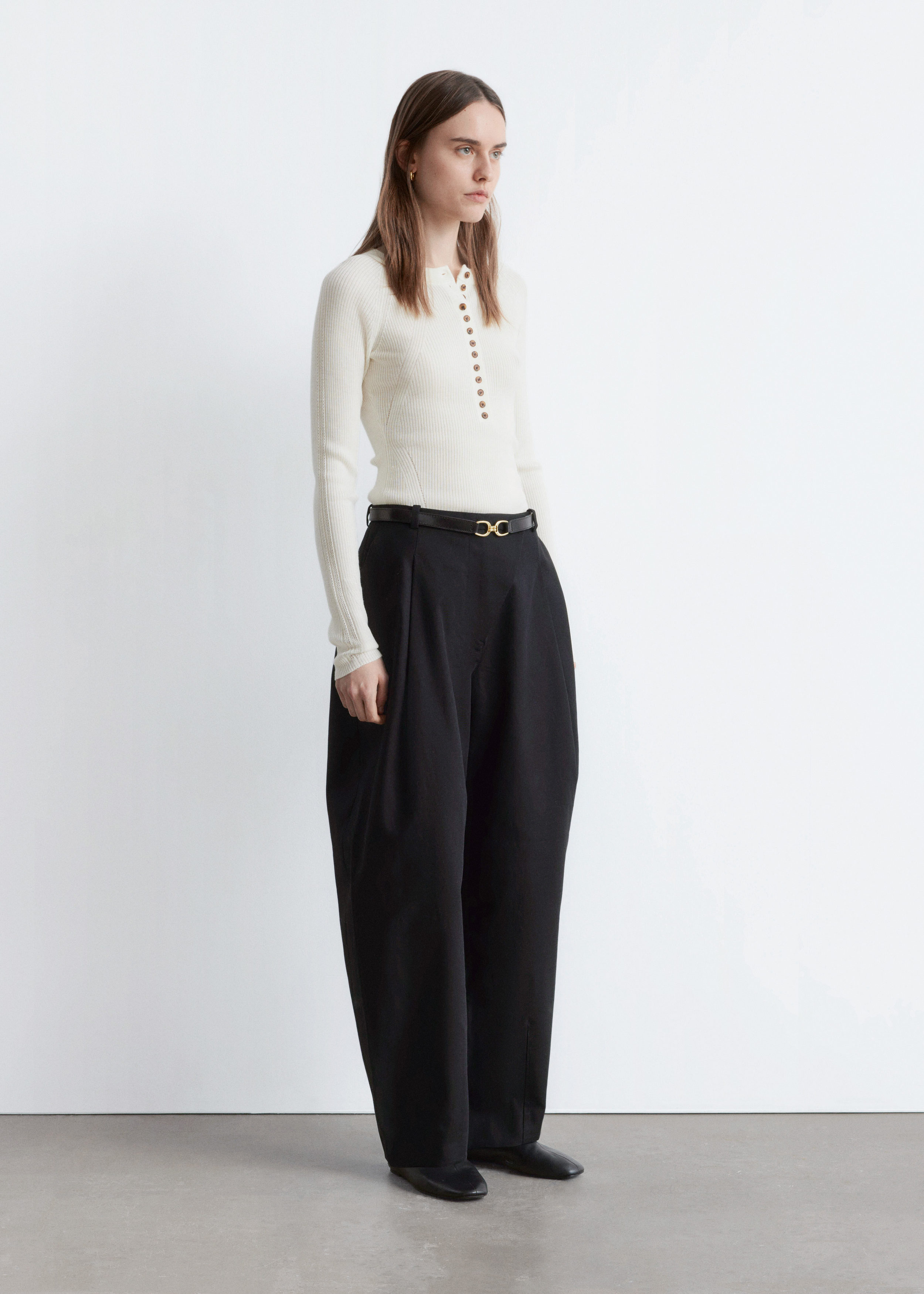 & Other Stories HALF-PLACKET MERINO WOOL TOP