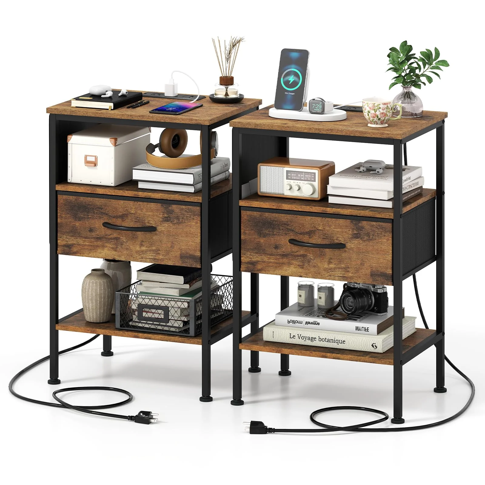 BEFOUNDLOVELY 1/2 Nightstand with Charging Station 24.5