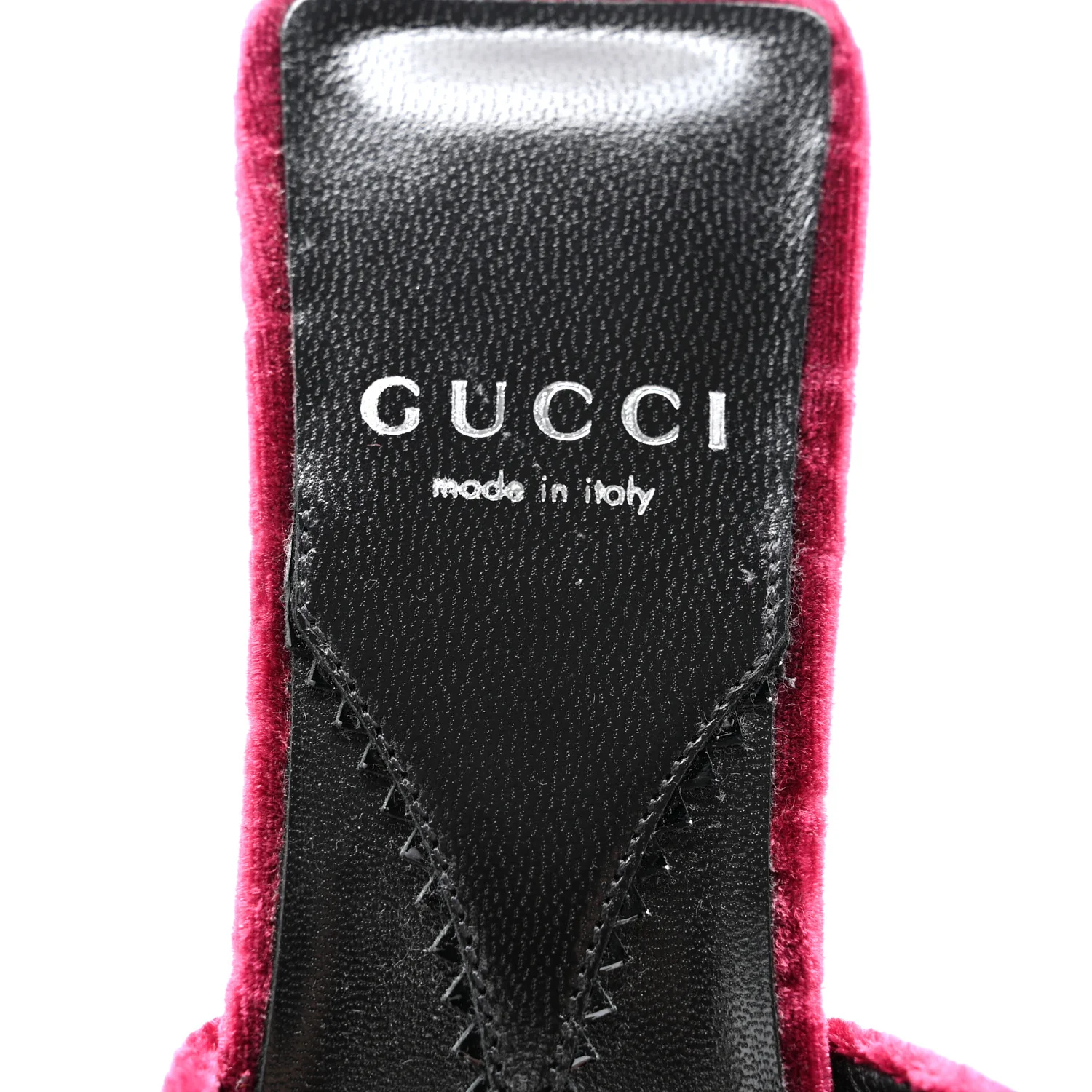 New Velvet Ashmir Regent Calfskin GG Monogram Square Toe Bow 45mm Slide Sandals 35.5 Red Grape - Top Club