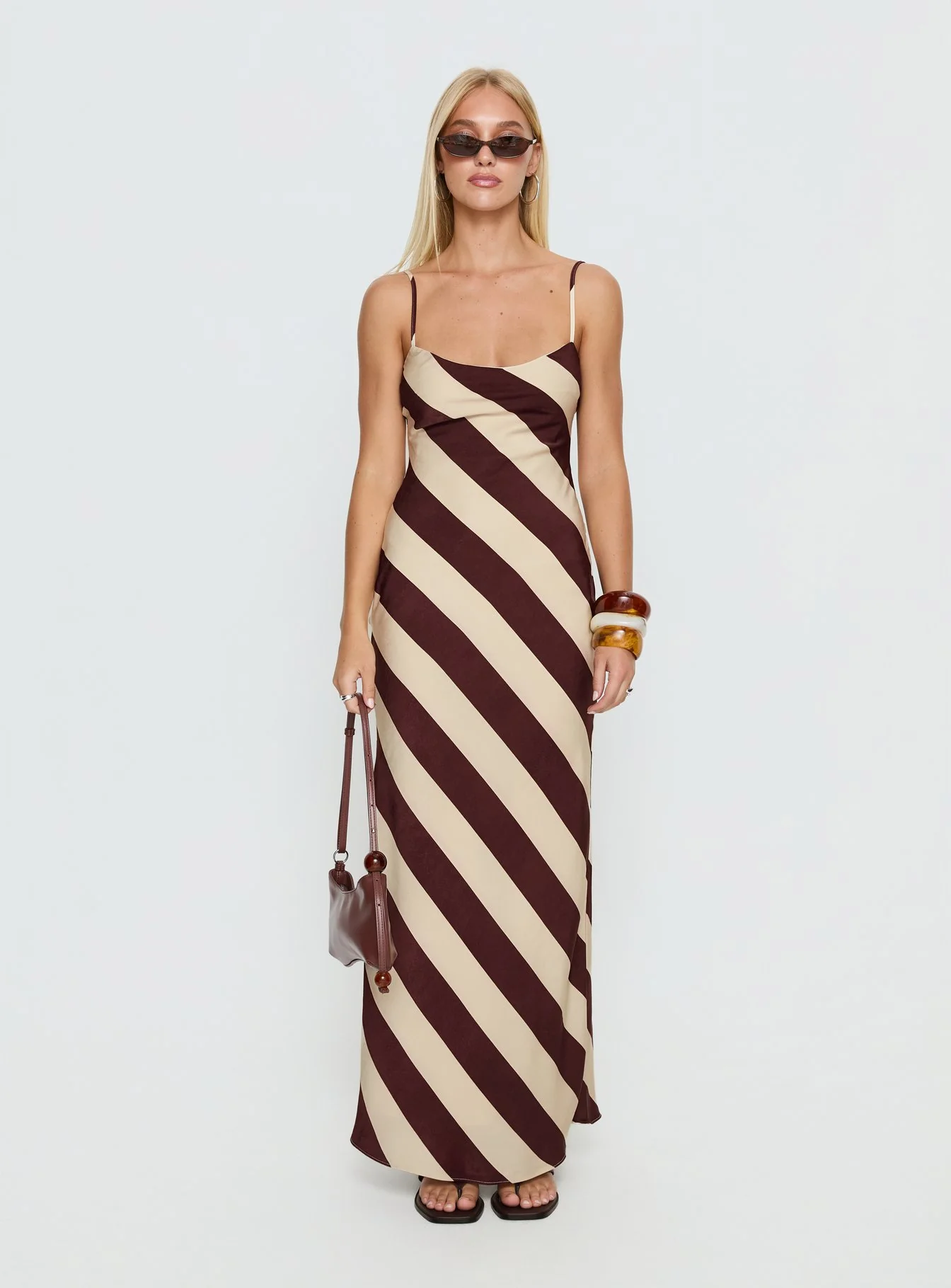 Rhodie Scoop Maxi Dress Brown / Cream Stripe