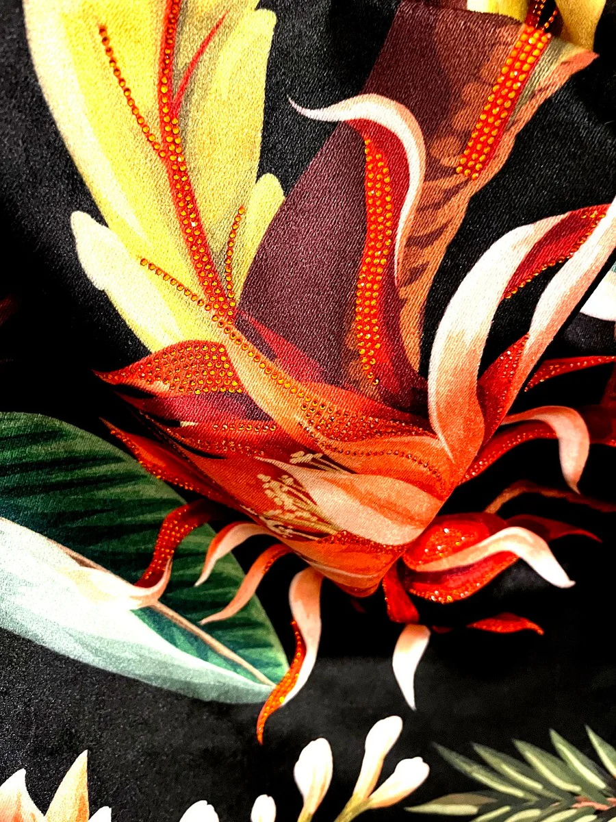 Luxury blanket Pompöös by Jungle black / multicolored with lots of glitter stones - Pompöös blanket designed by Harald Glööckler Jungle