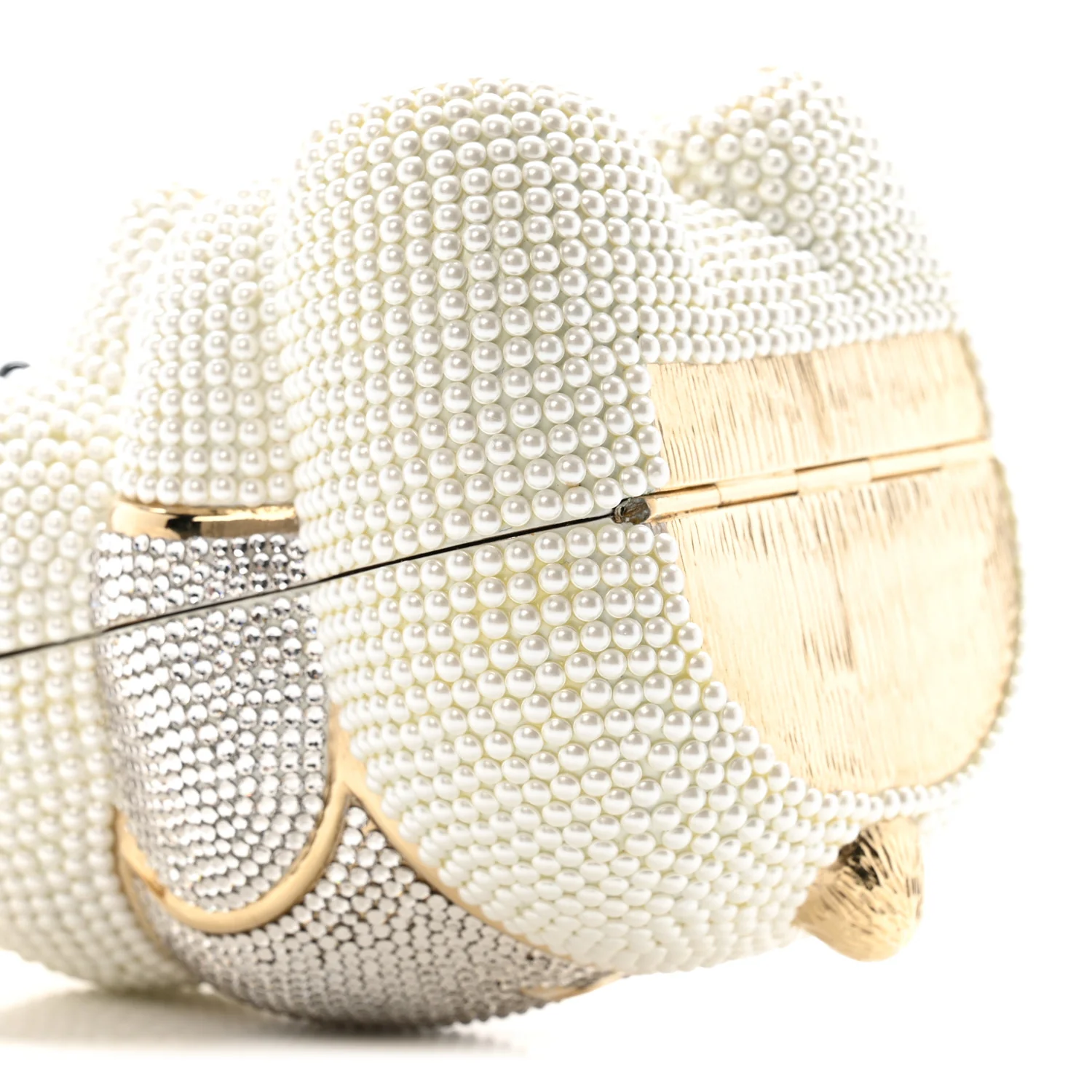 Pearl Crystal Sweetheart Bear Minaudiere Clutch White - Top Club