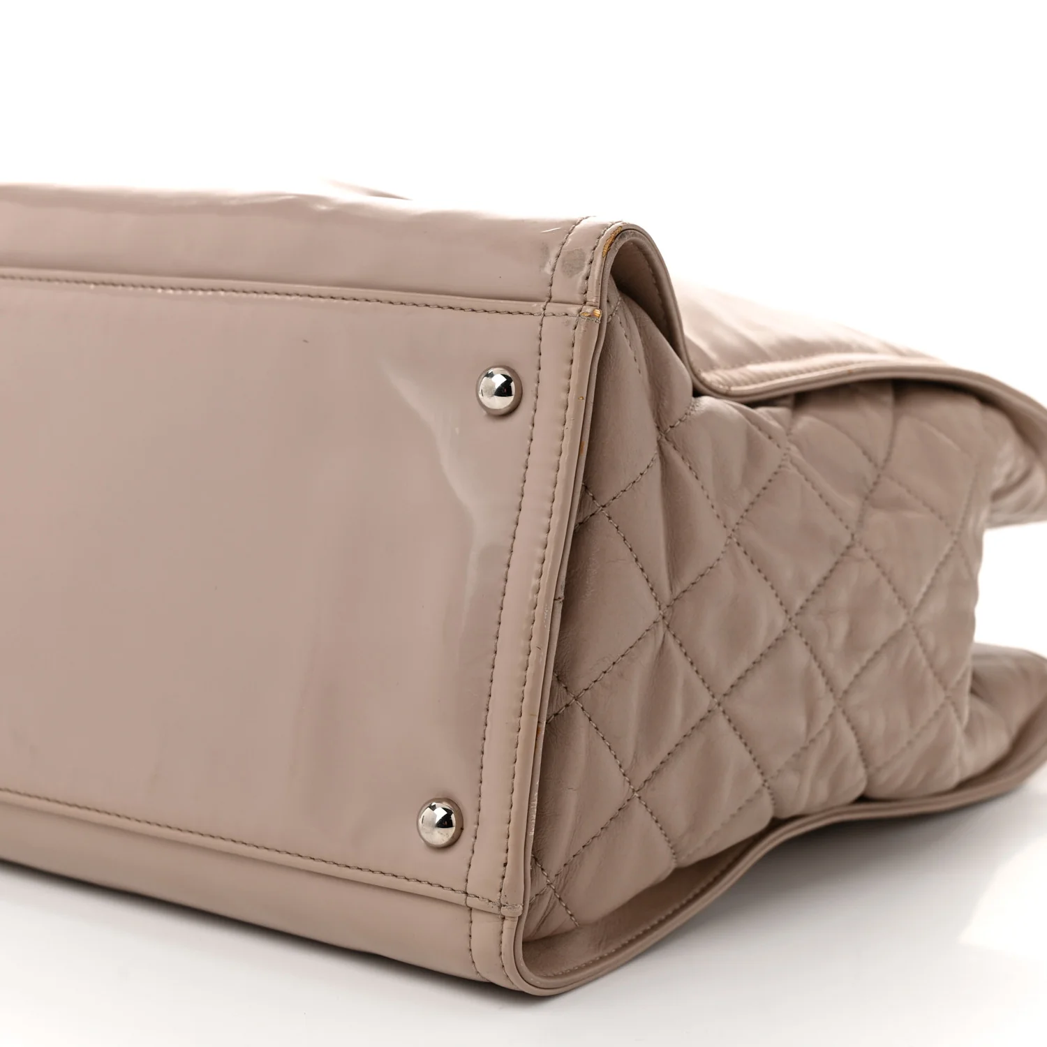 Vinyl Large Lipstick Tote Dark Beige - Top Club