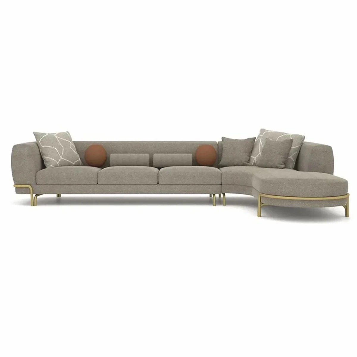 Luxury corner sofa gray / brass 390 cm - living room & hotel furniture