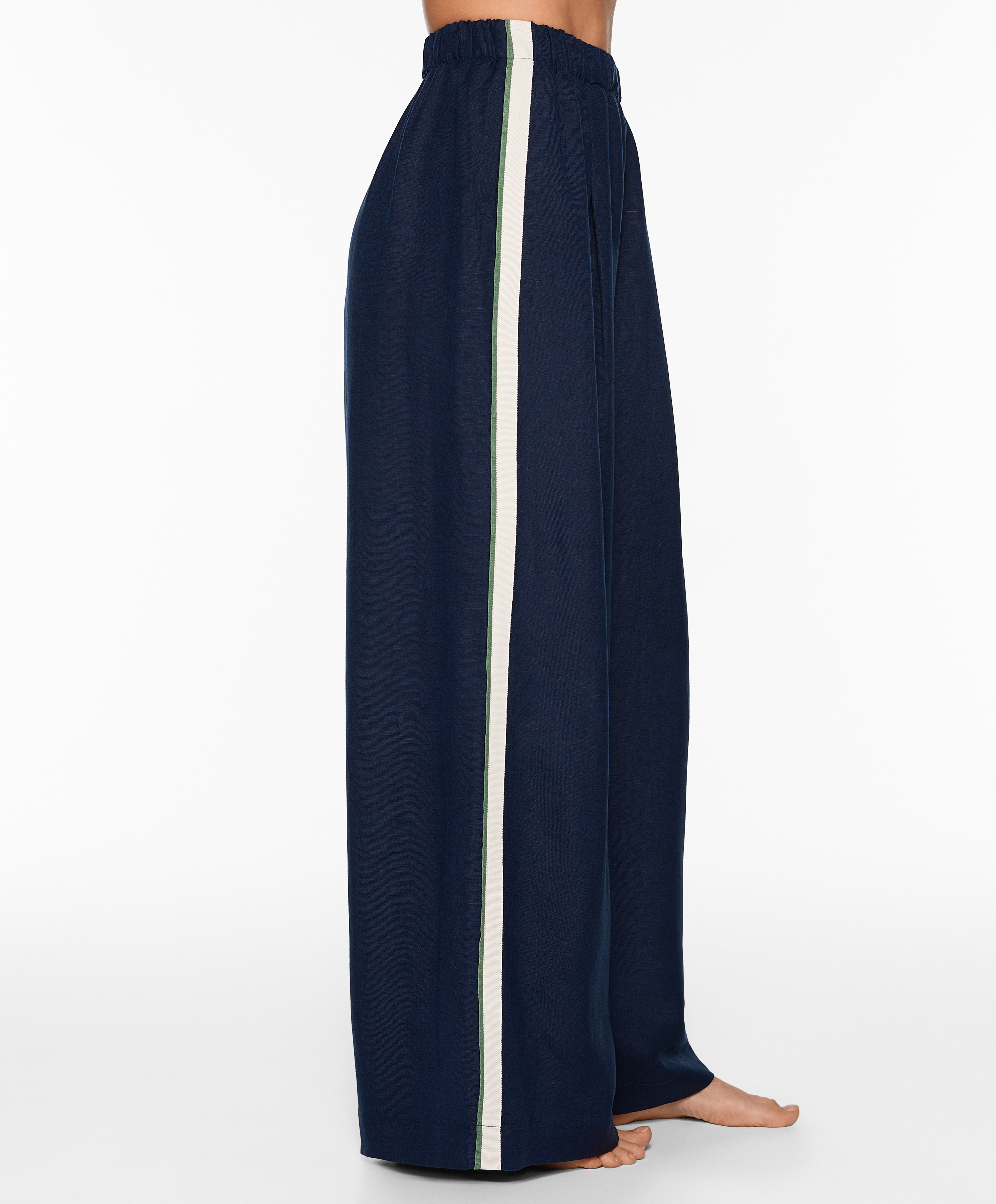 OYSHO Trousers with linen appliqué along the sides