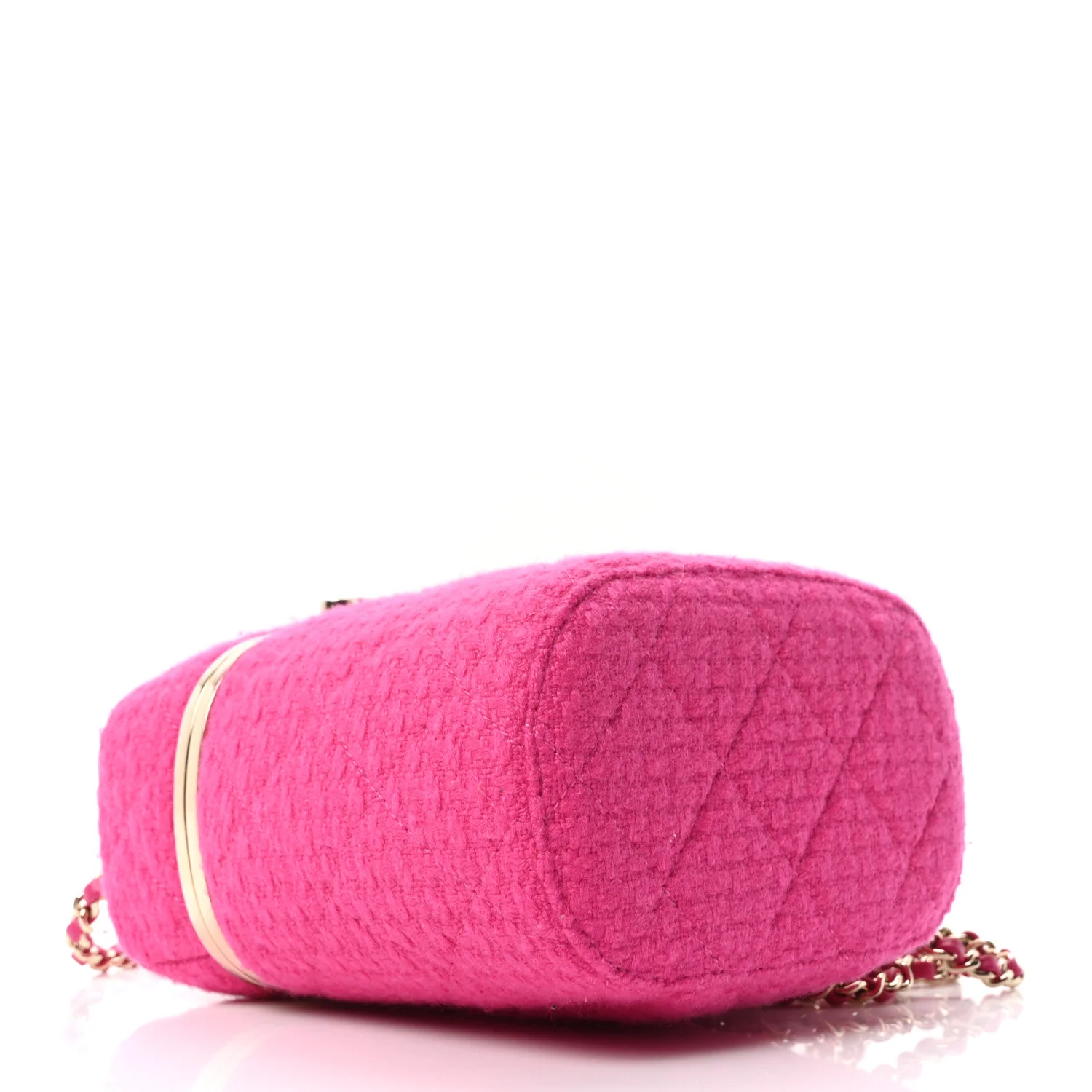 Tweed Quilted Small Vanity Case Fuchsia - Top Club