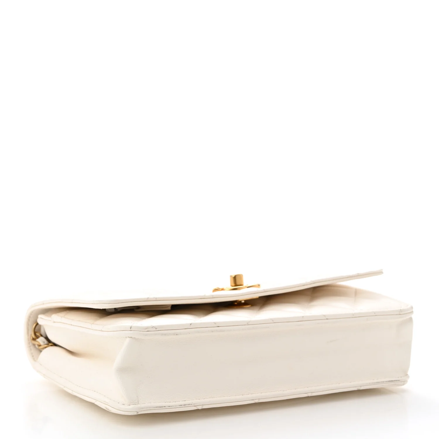 Lambskin Quilted CC Pearl Crush Wallet on Chain WOC White - Top Club
