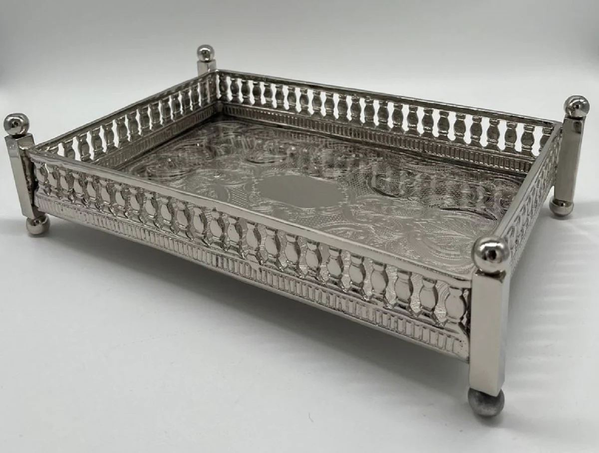 Luxury brass serving tray silver 32 cm
