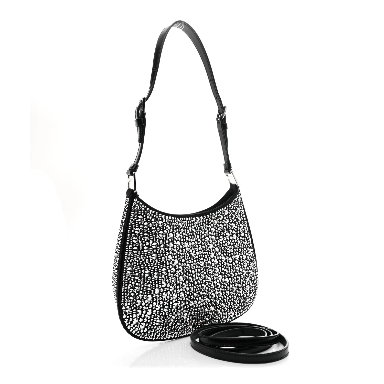 Satin Crystal Cleo Adjustable Strap Shoulder Bag Metal - Top Club