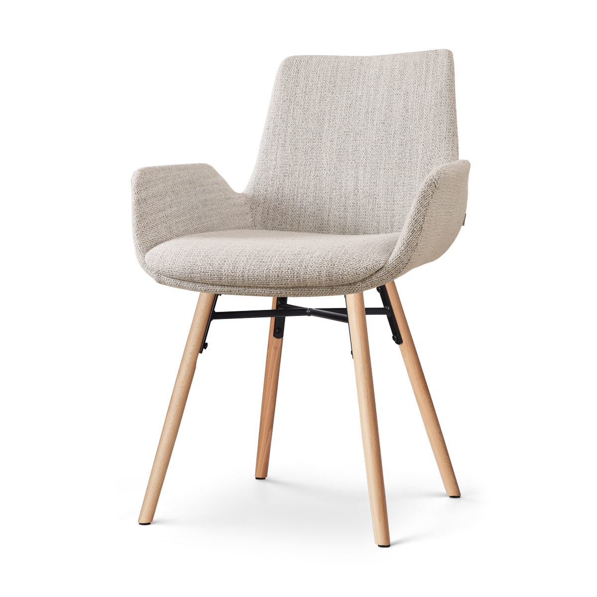 Eetkamerstoel Nena-Eef beige gemêleerd - houten onderstel