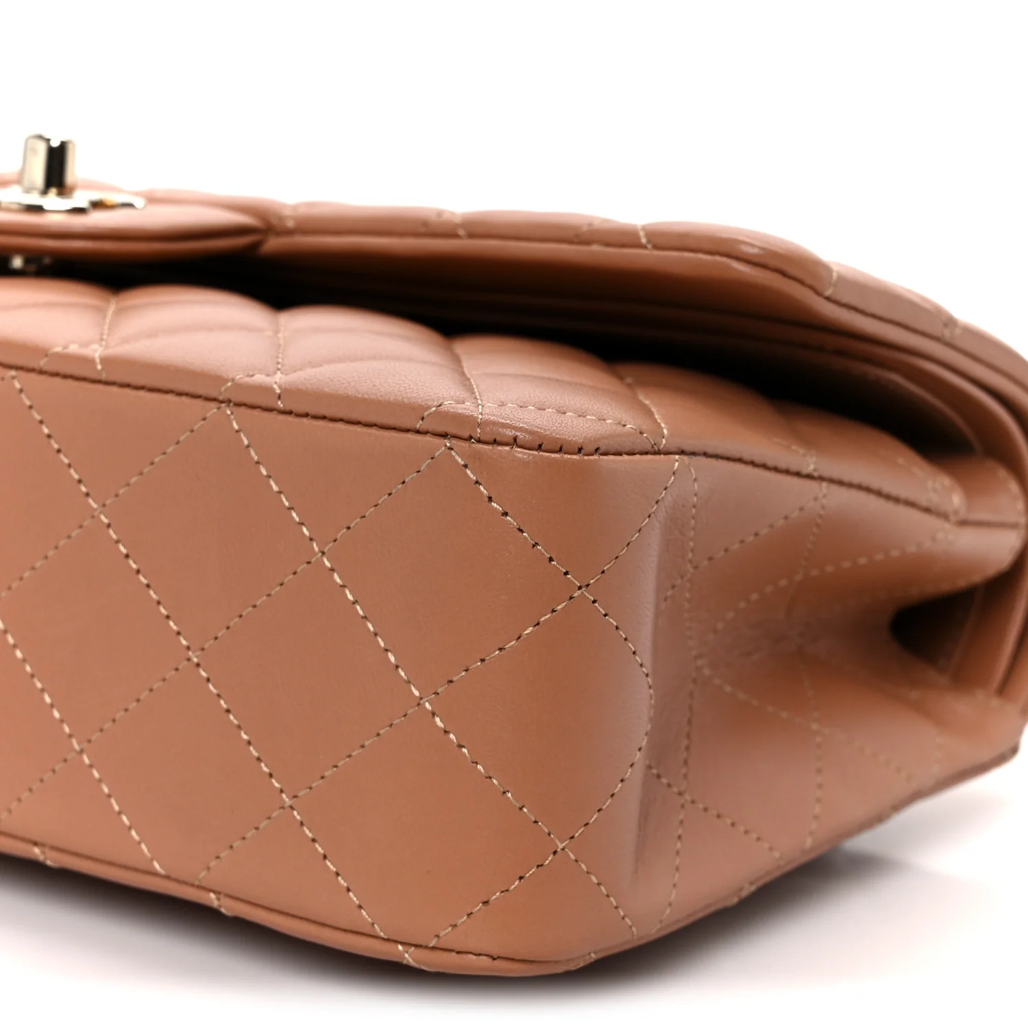 Lambskin Quilted Medium Double Flap Brown - Top Club