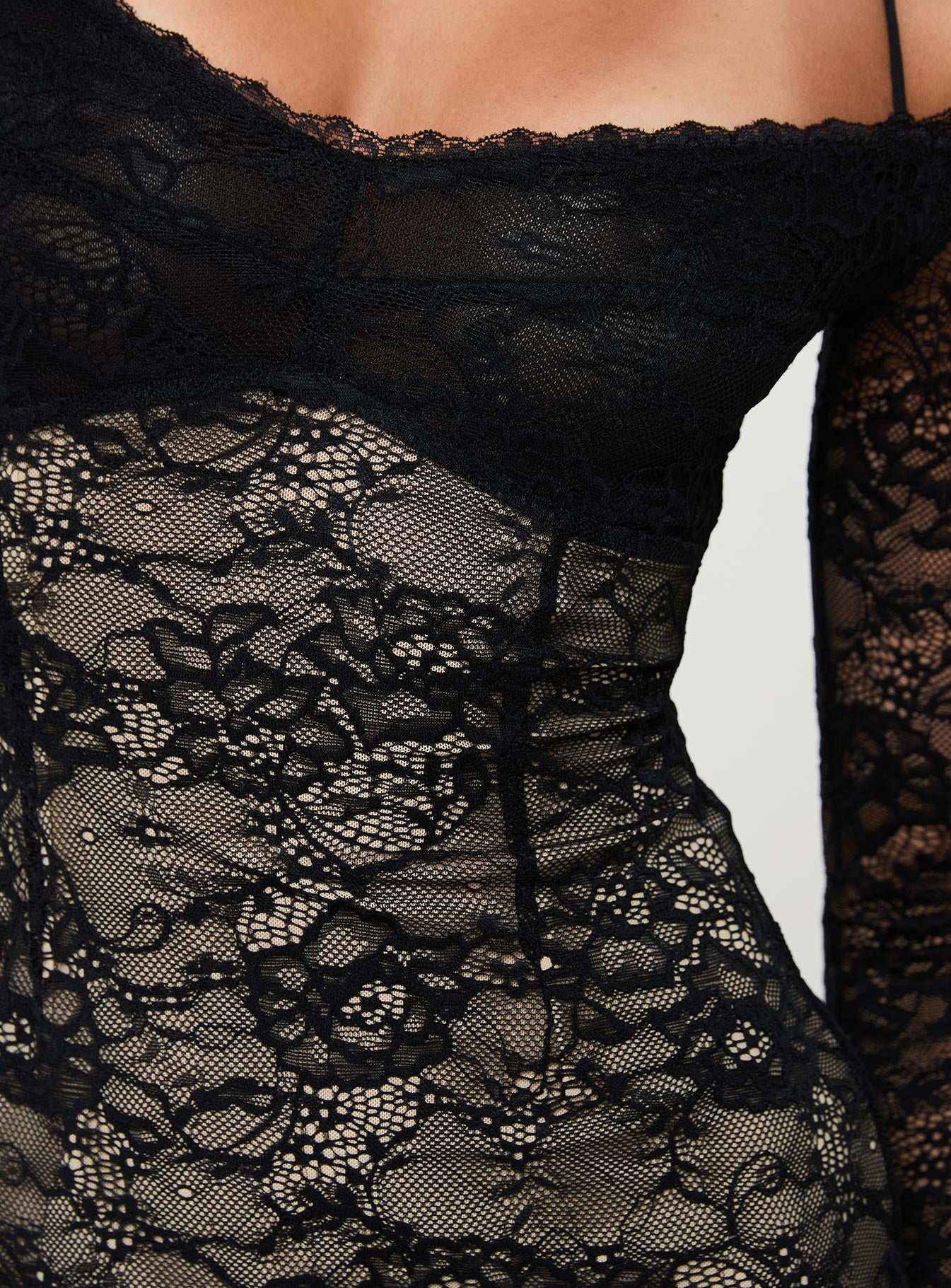 Aubriella Lace Mini Dress Black