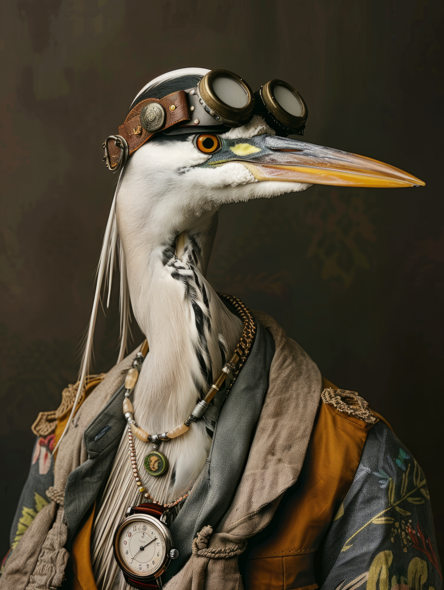 Canvas schilderij van een Reiger 100x200 cm