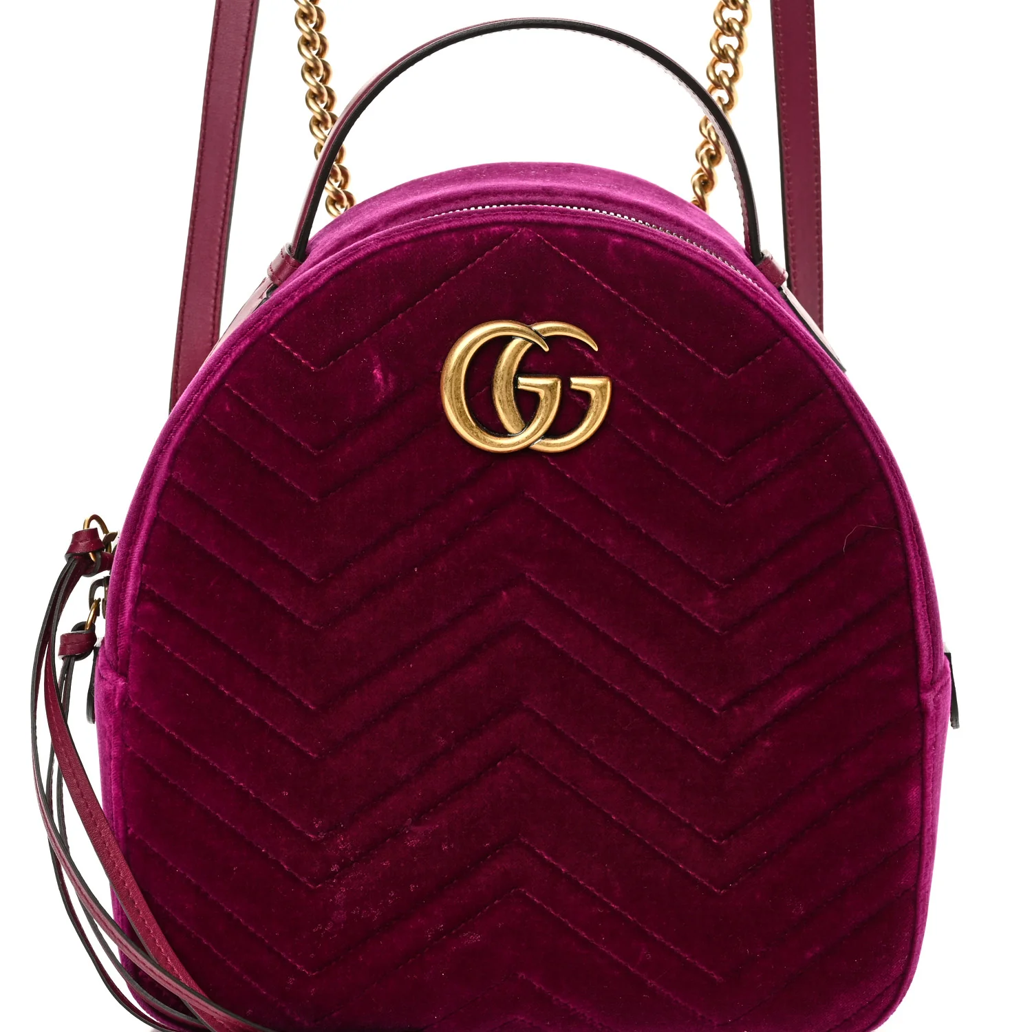 Velvet Matelasse GG Marmont Dome Backpack Fuchsia Violet Cyclamen - Top Club
