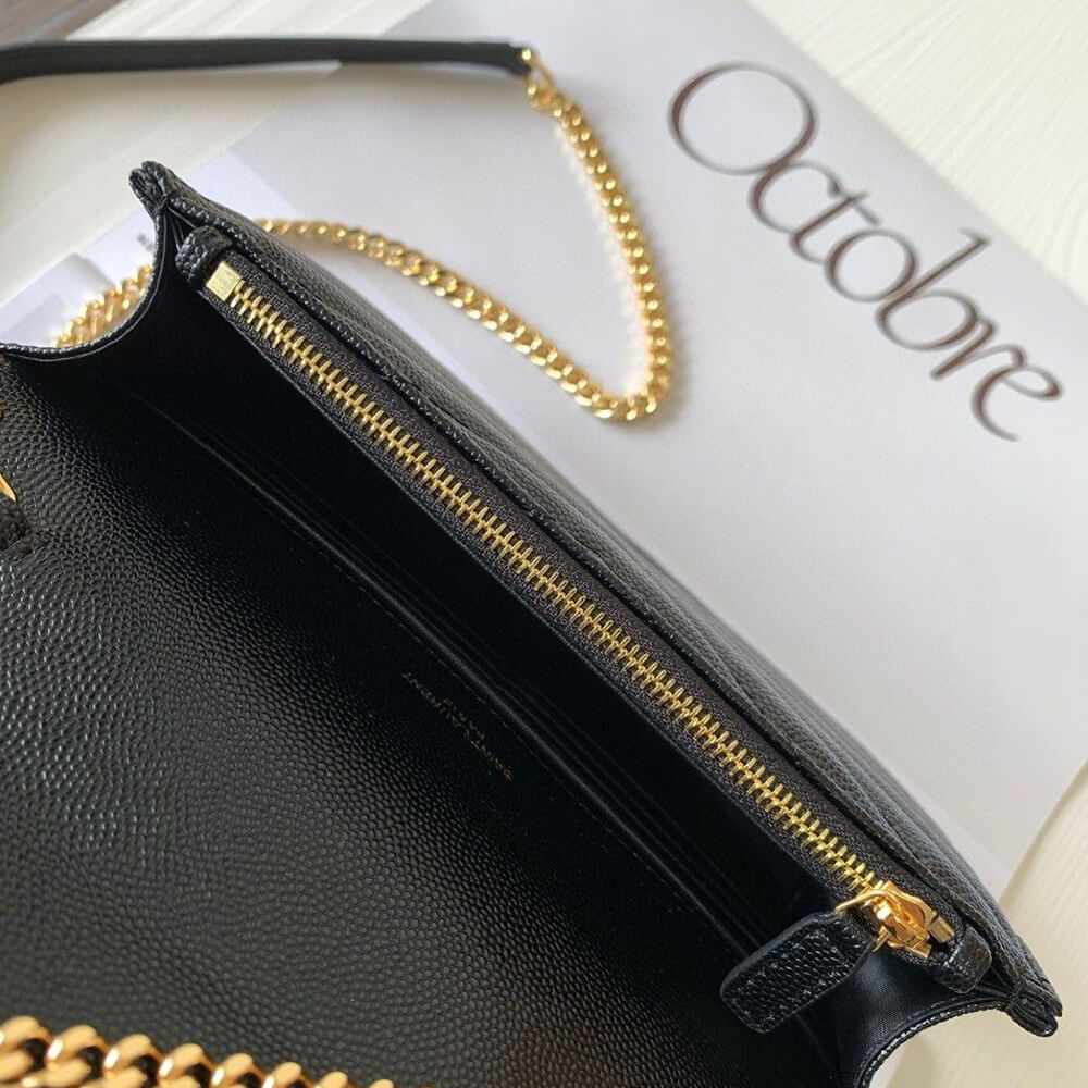YSL cassandre envelope chain wallet in grain de poudre leather(High-end Grade) - Top Club