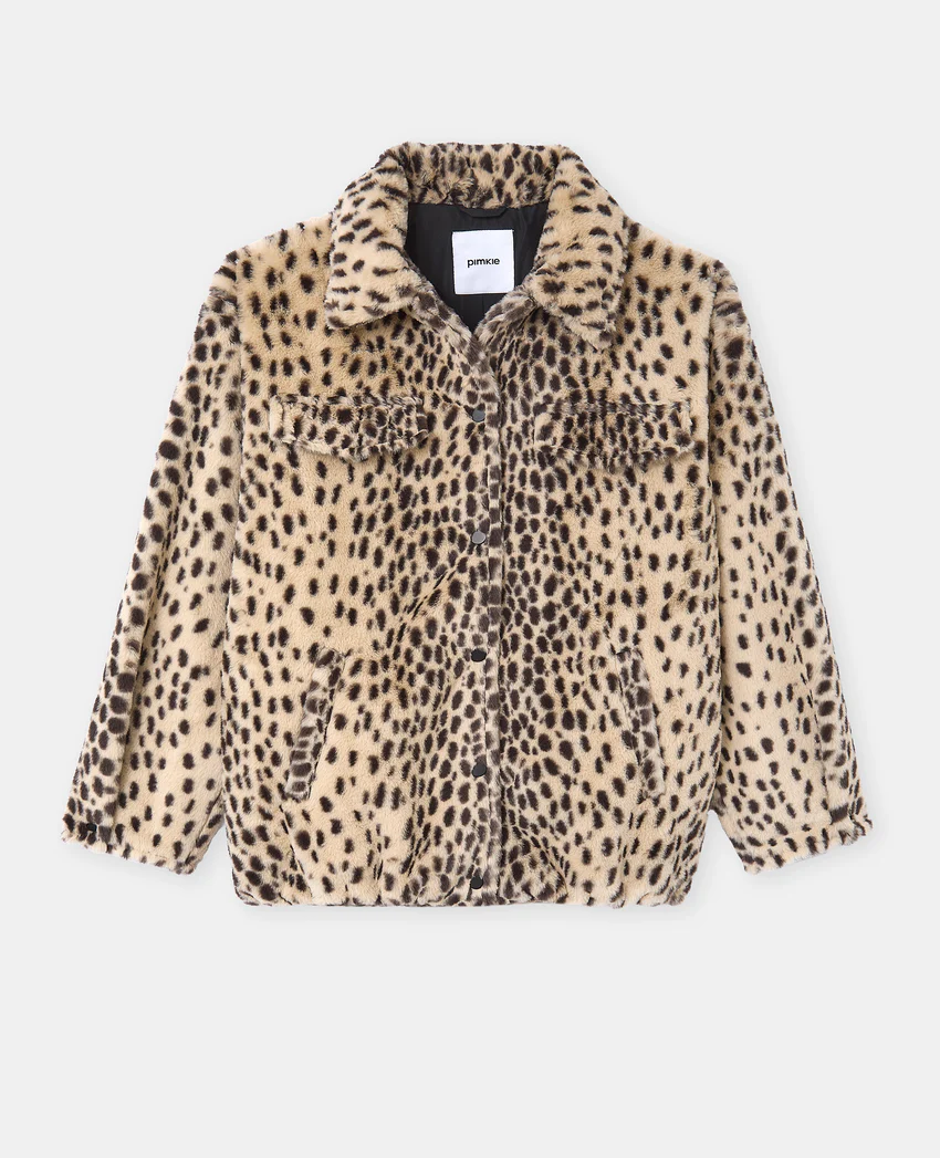 Pimkie Blouson forme chemise en fausse fourrure motif guépard