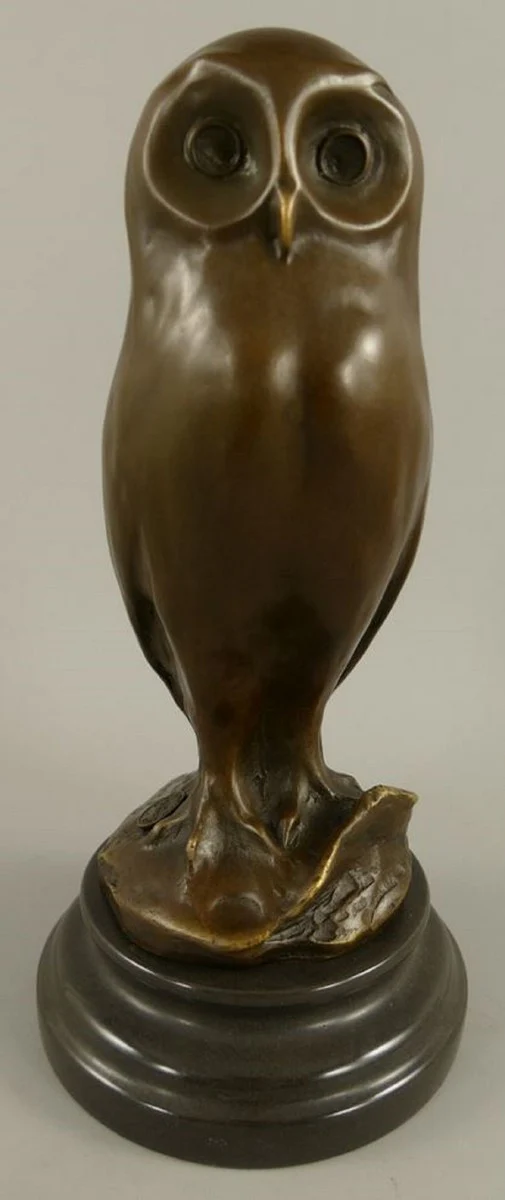 Bronze sculpture owl bronze color / black 12 x 12 x H. 26 cm - bronze figure - decorative figure - desk decoration accessories